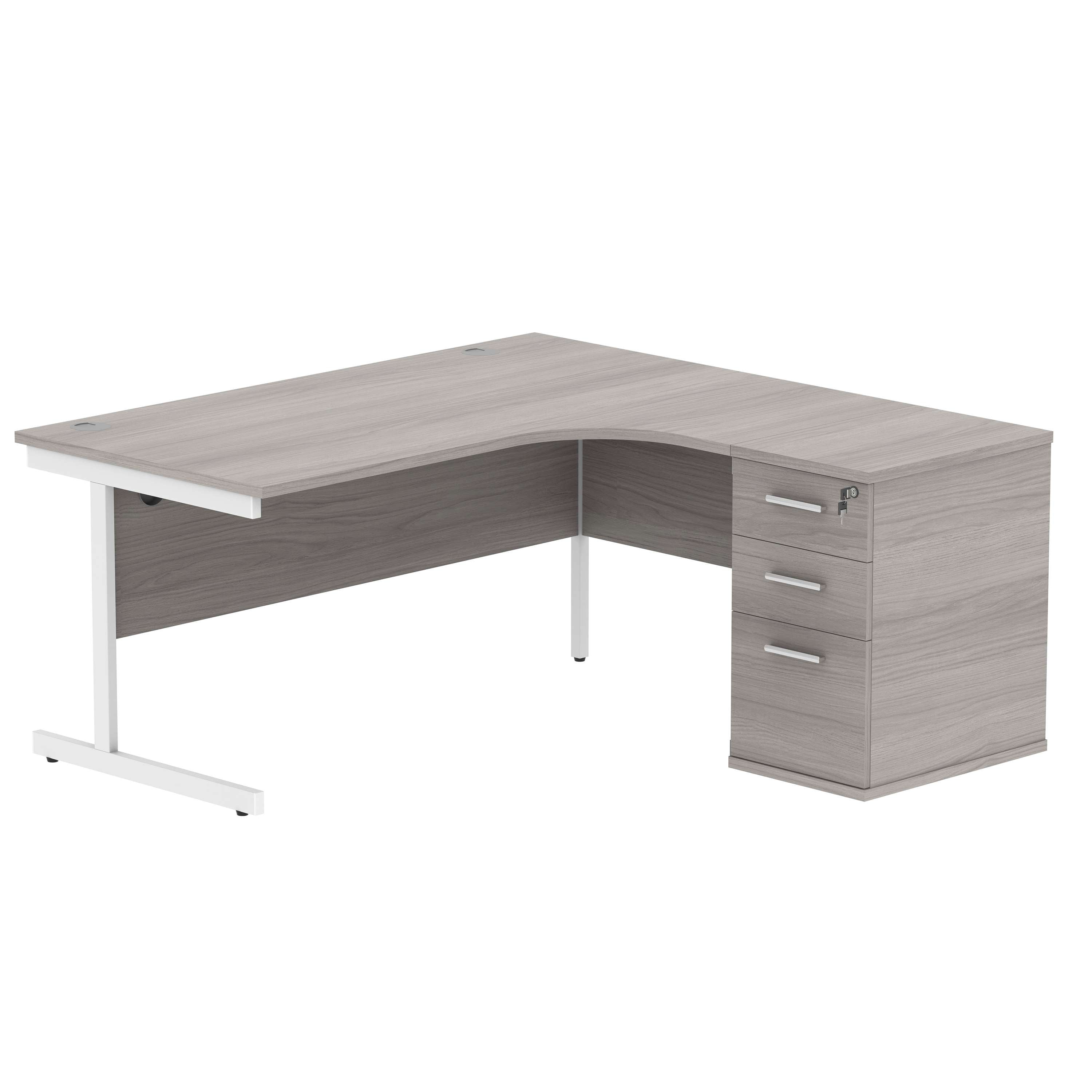 Single Upright Right Hand Radial Desk + Desk High Pedestal (FSC)