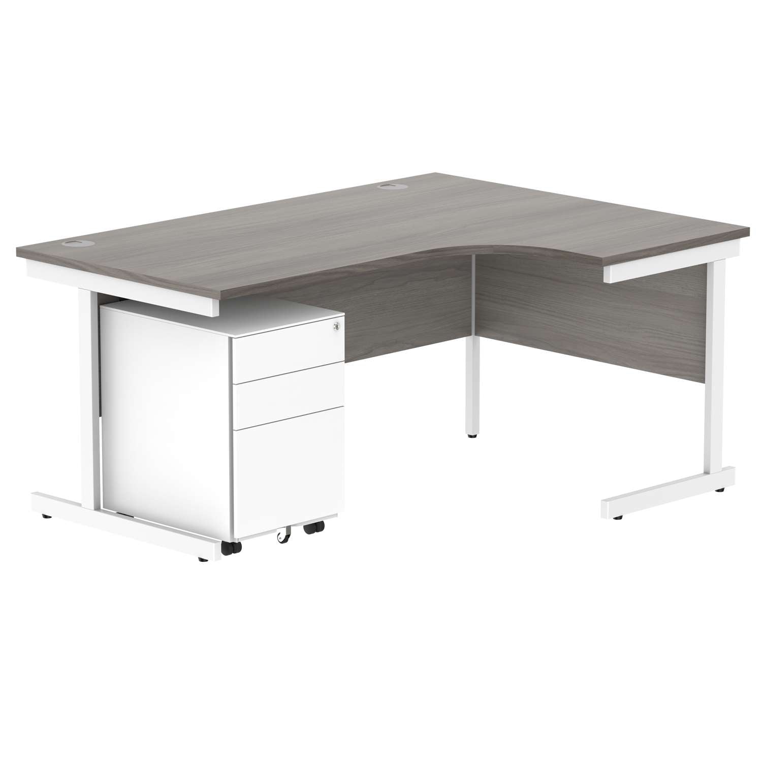 CORE Single Upright Right Hand Radial Desk + Under Desk Steel Pedestal 3 Drawers (FSC)