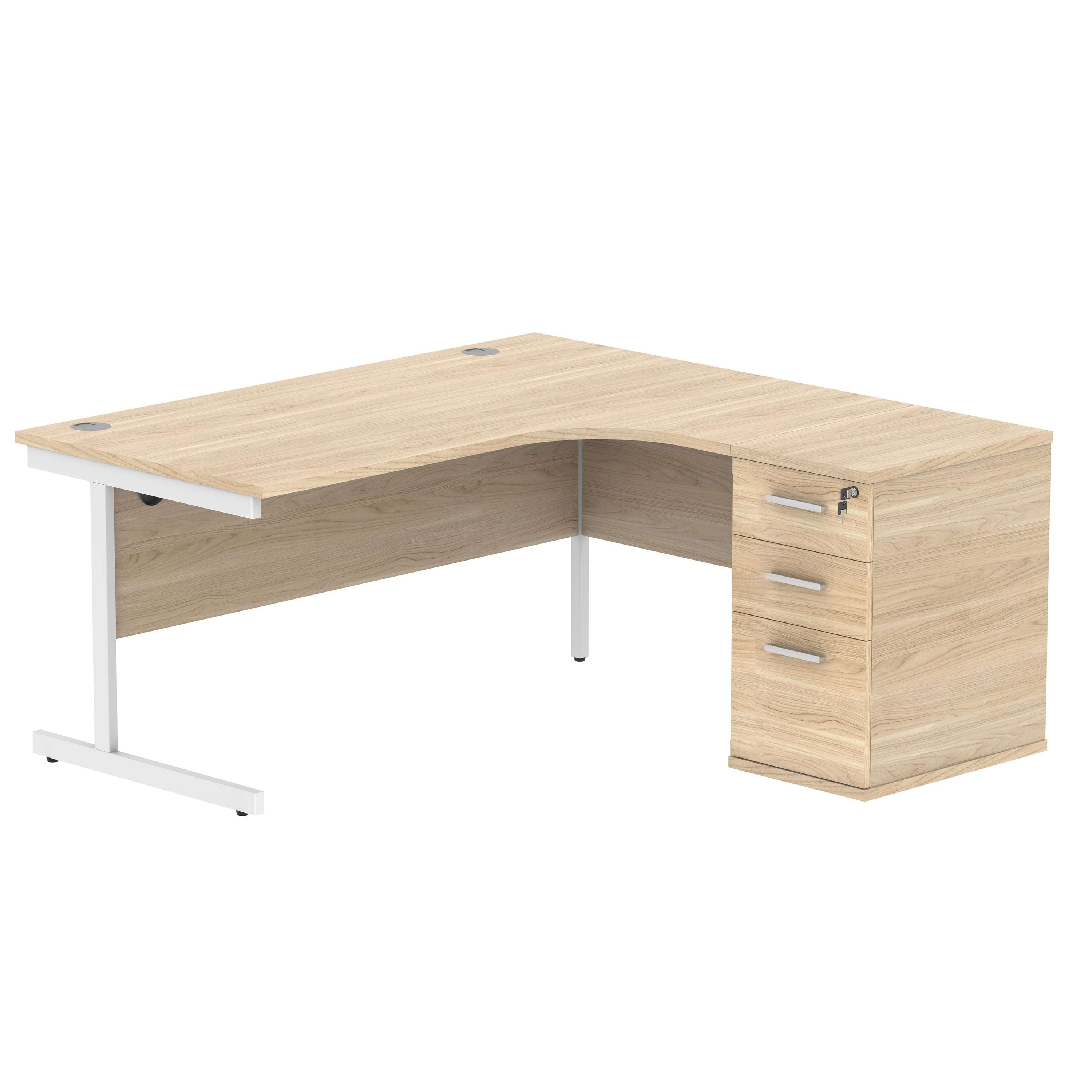 Single Upright Right Hand Radial Desk + Desk High Pedestal (FSC)