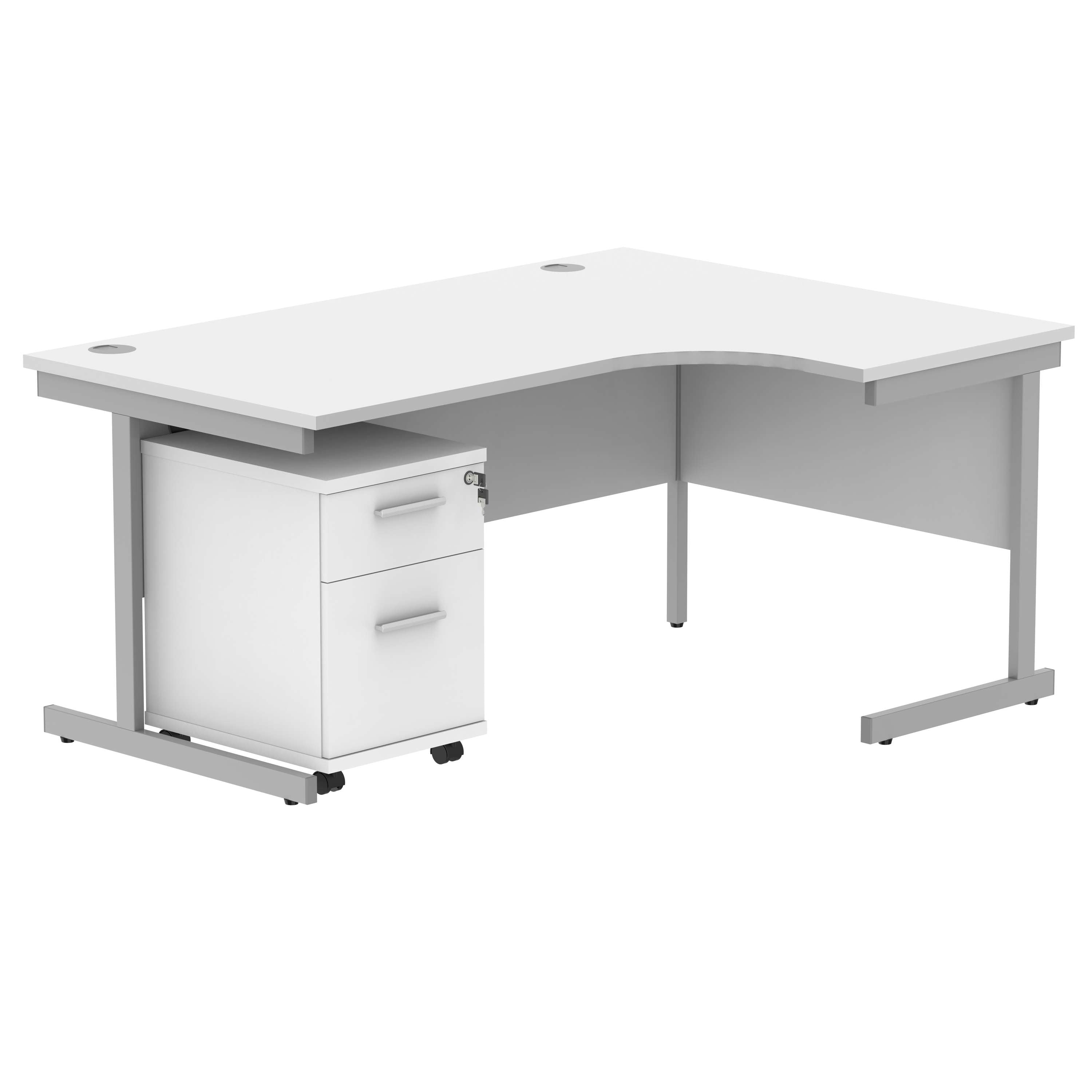 Single Upright Right Hand Radial Desk + 2 Drawer Mobile Under Desk Pedestal (FSC)