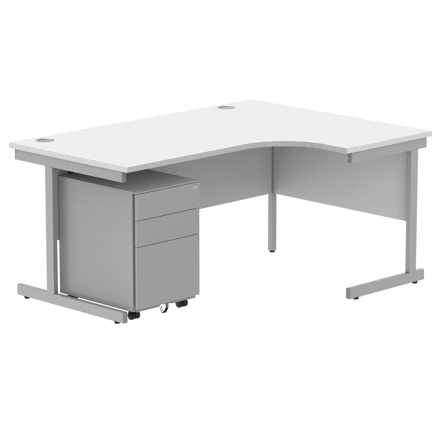 CORE Single Upright Right Hand Radial Desk + Under Desk Steel Pedestal 3 Drawers (FSC)