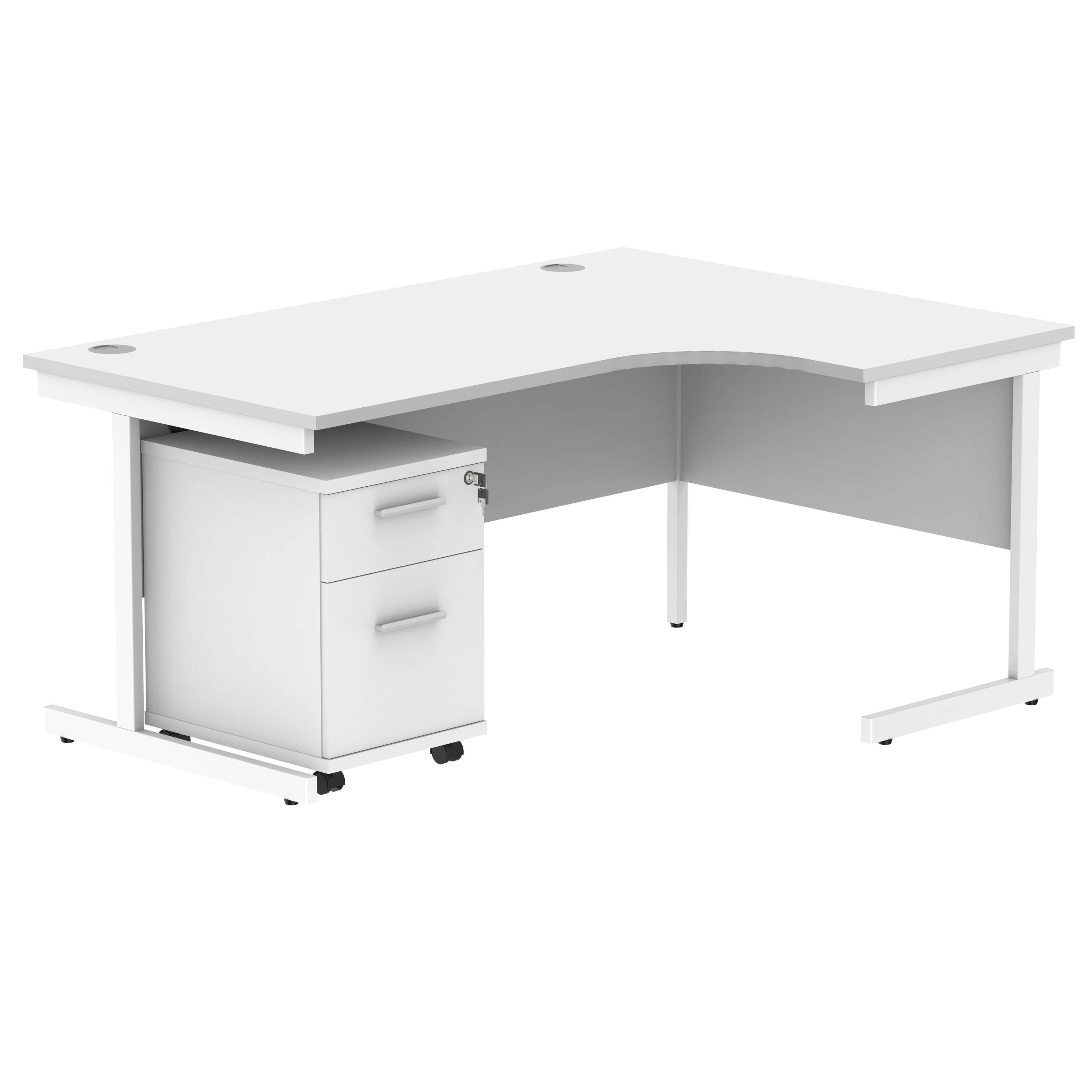 Single Upright Right Hand Radial Desk + 2 Drawer Mobile Under Desk Pedestal (FSC)