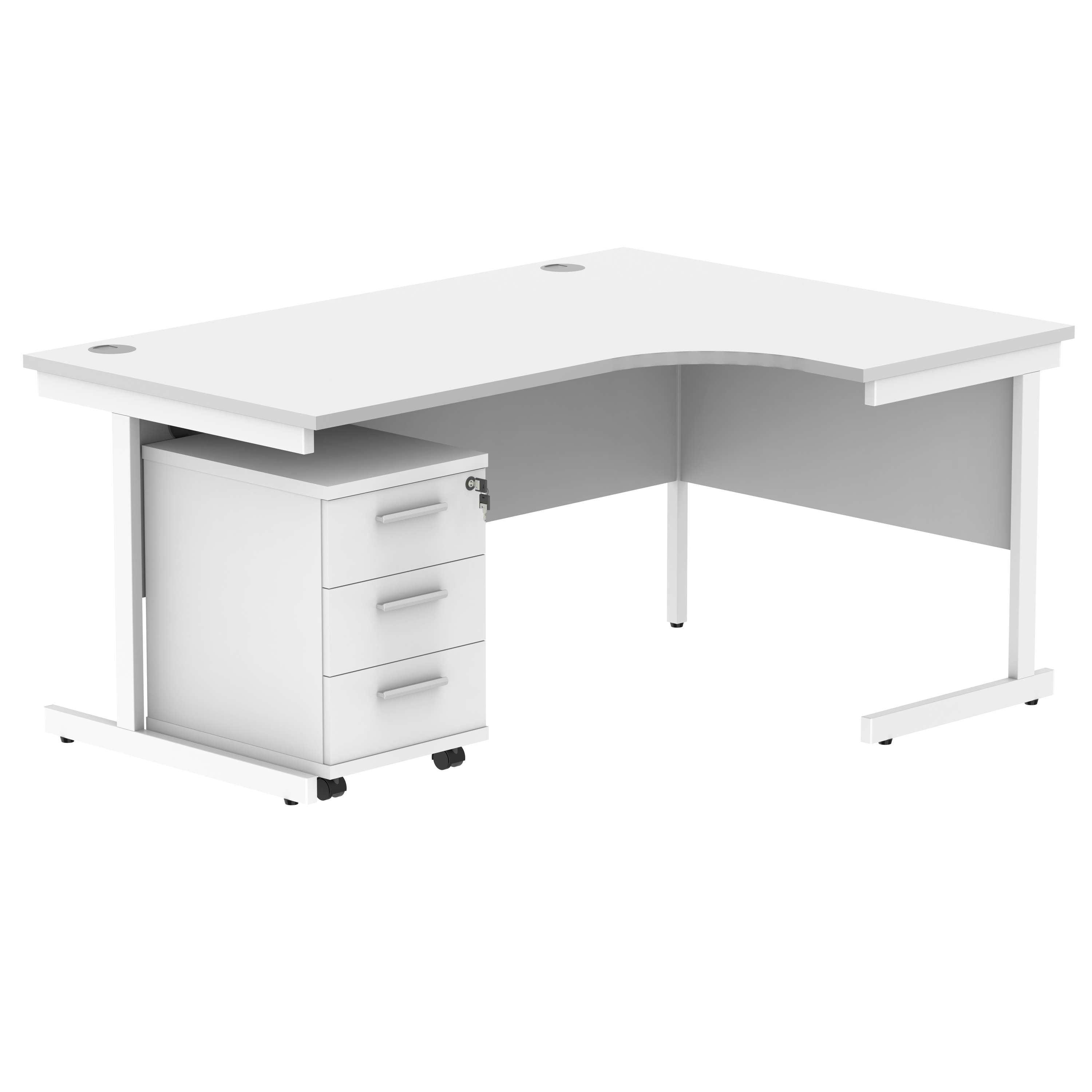 Single Upright Right Hand Radial Desk + 3 Drawer Mobile Under Desk Pedestal (FSC)