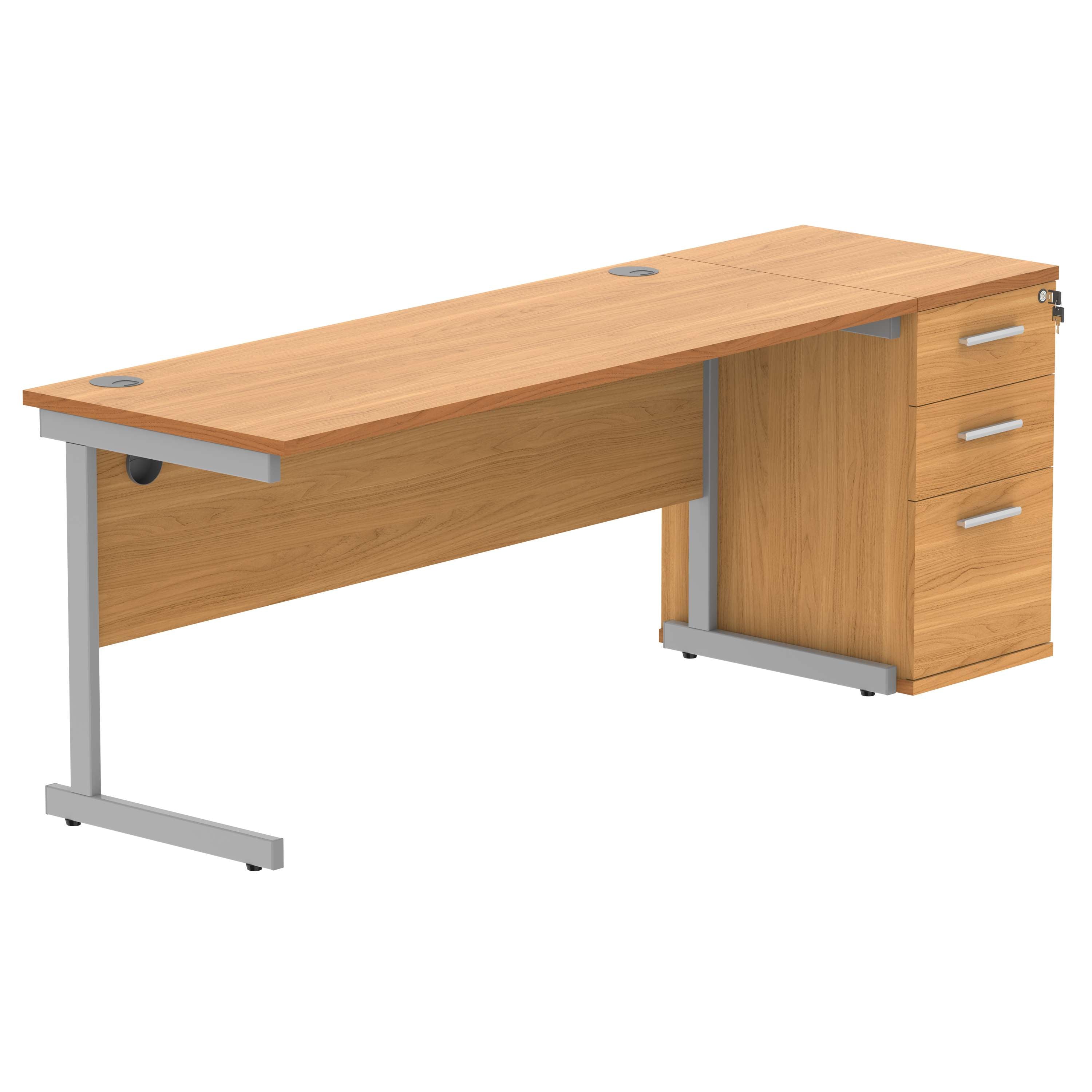 Single Upright Rectangular Desk + Desk High Pedestal (FSC)