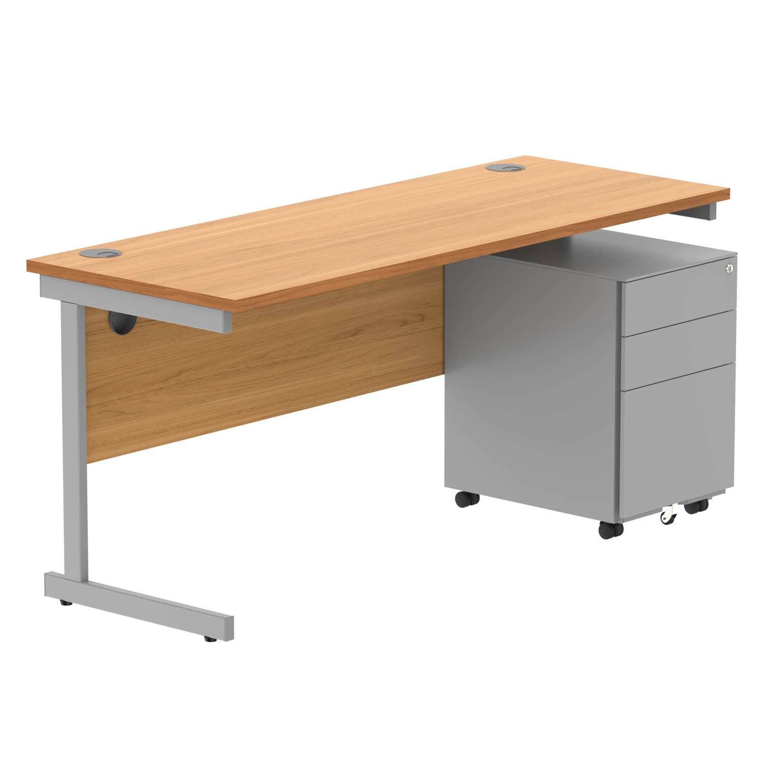 CORE Single Upright Rectangular Desk + Under Desk Steel Pedestal 3 Drawers (FSC)