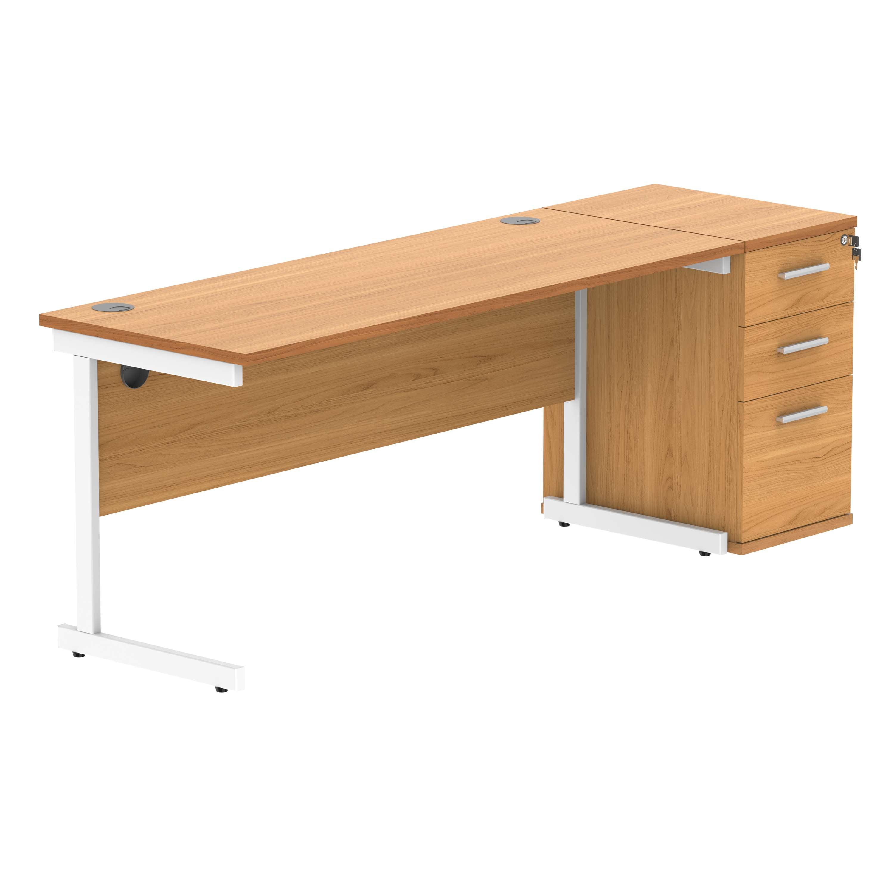 Single Upright Rectangular Desk + Desk High Pedestal (FSC)