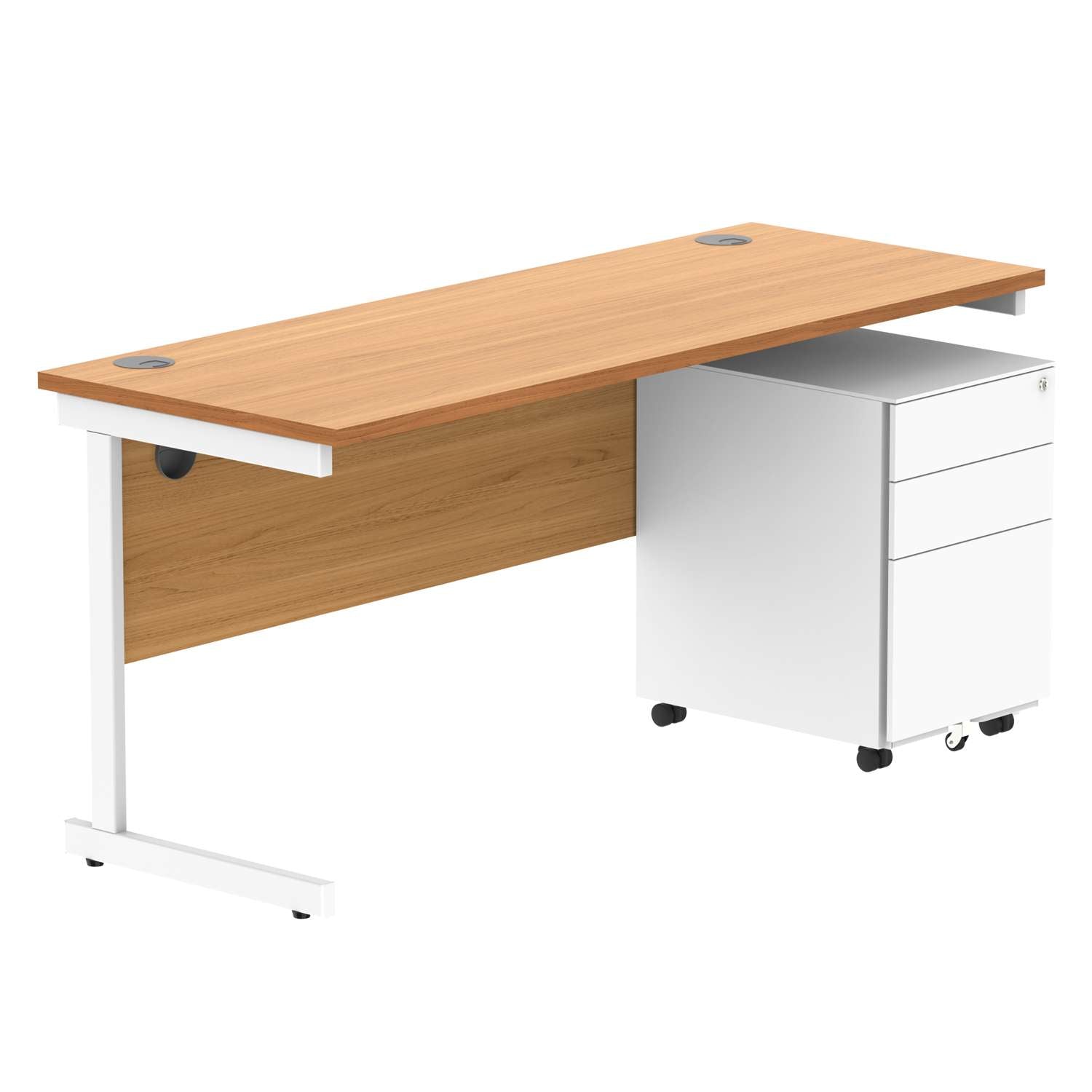 CORE Single Upright Rectangular Desk + Under Desk Steel Pedestal 3 Drawers (FSC)