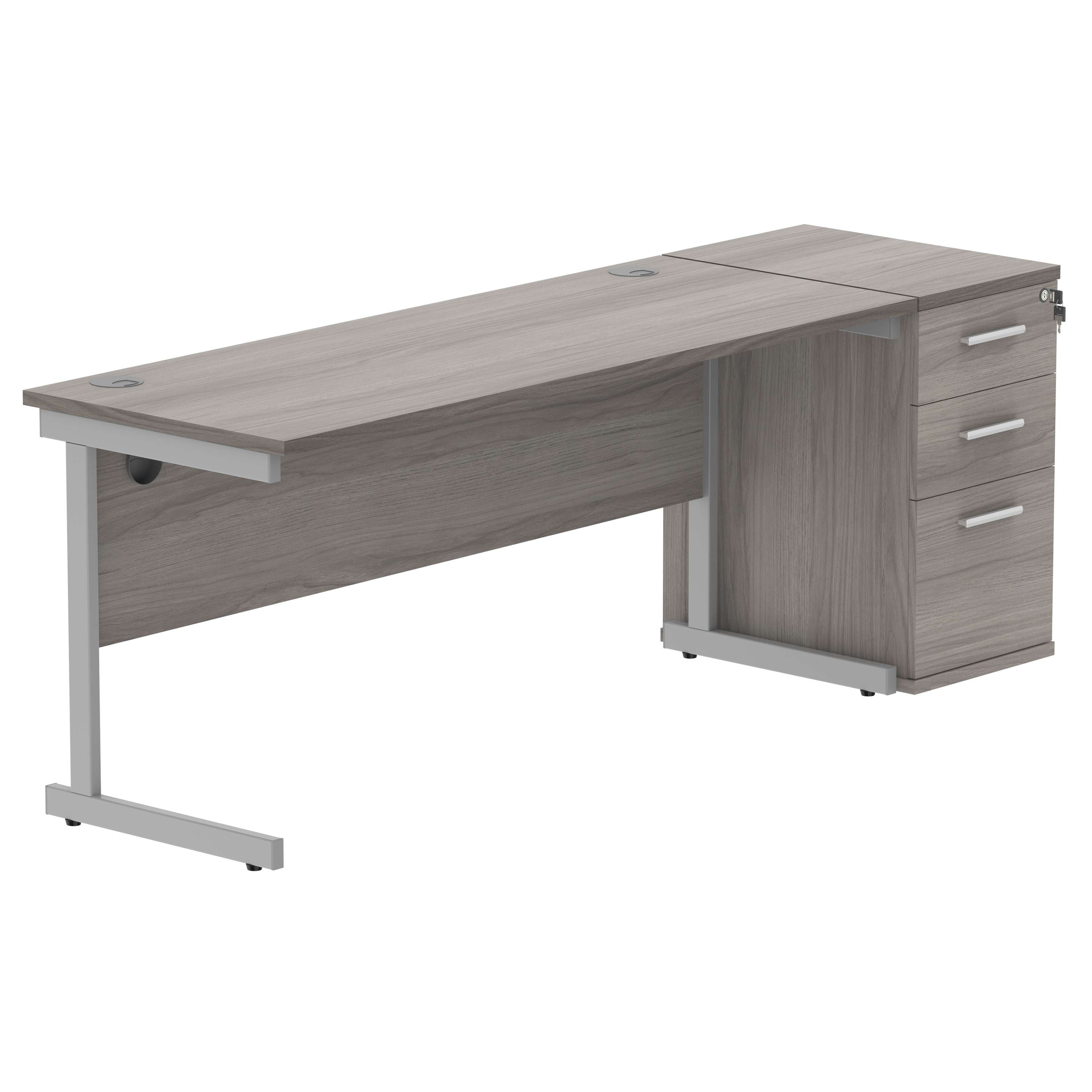 Single Upright Rectangular Desk + Desk High Pedestal (FSC)