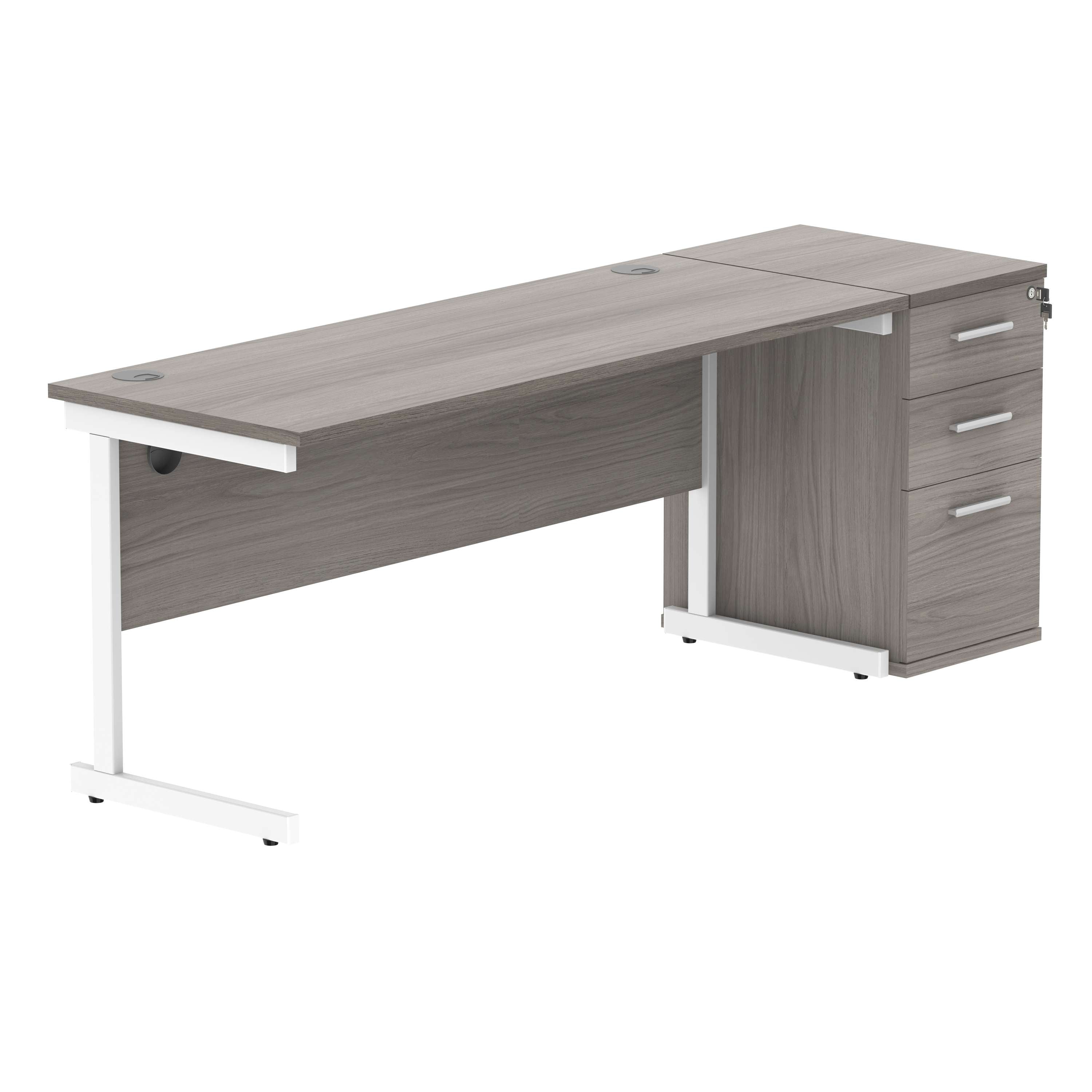 Single Upright Rectangular Desk + Desk High Pedestal (FSC)