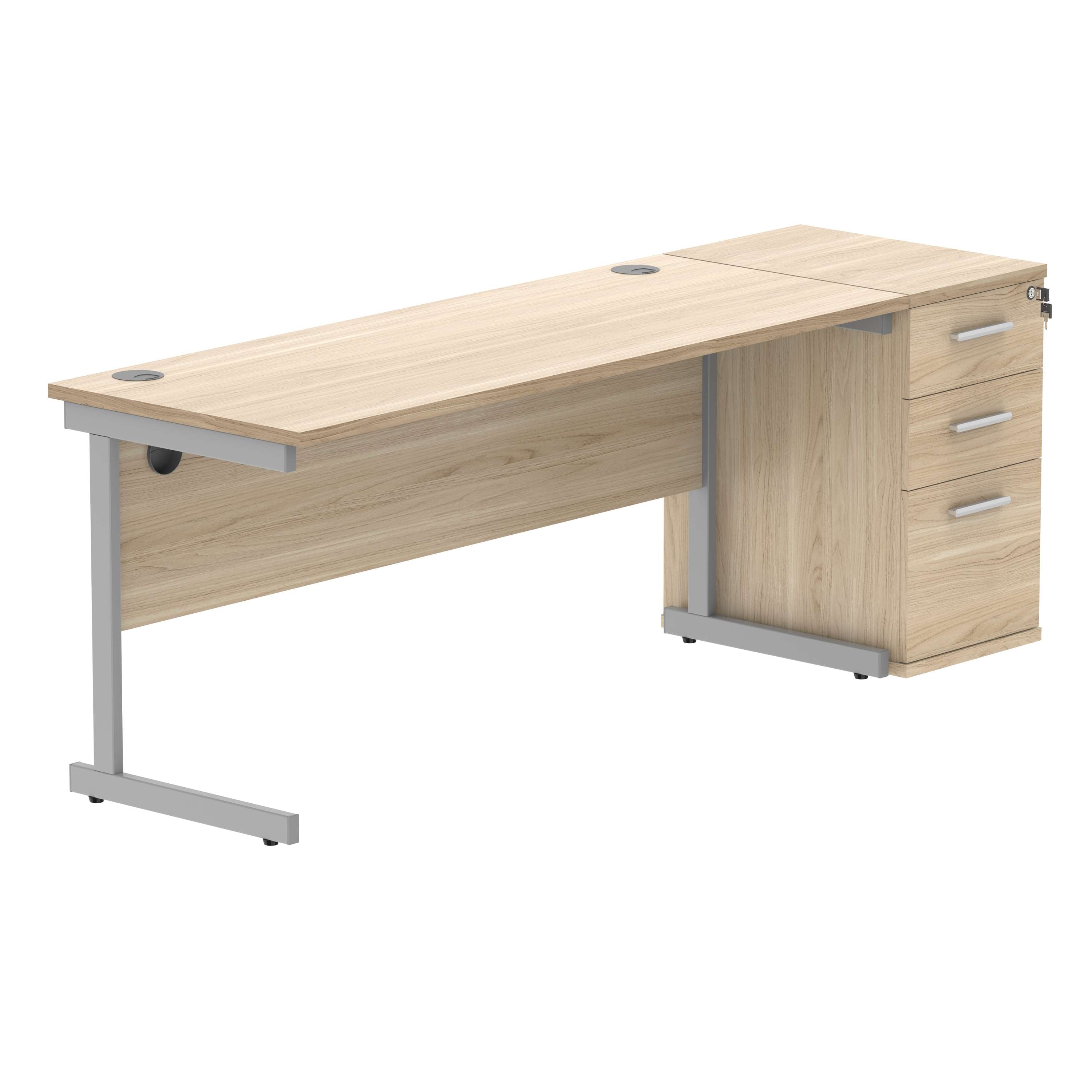 Single Upright Rectangular Desk + Desk High Pedestal (FSC)