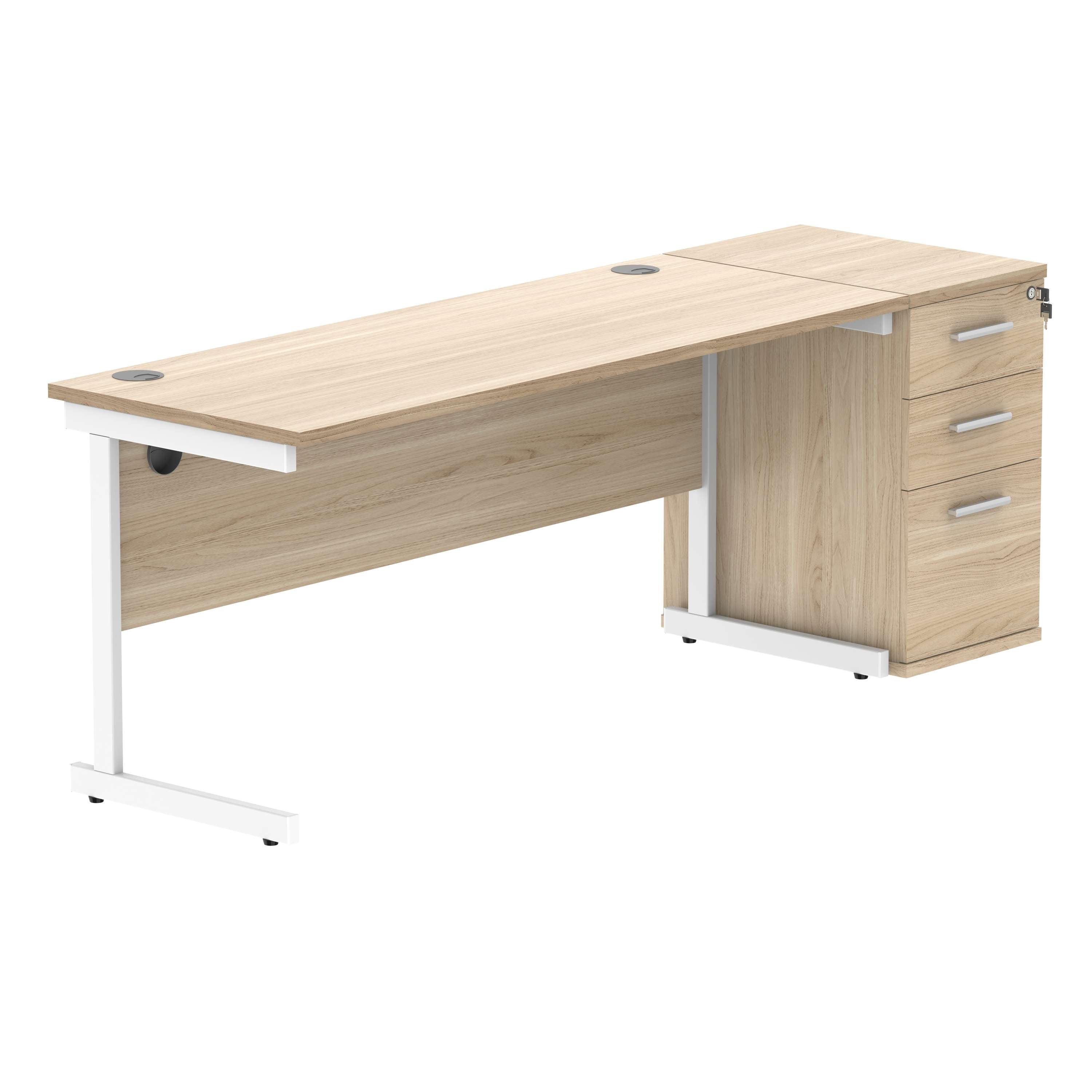 Single Upright Rectangular Desk + Desk High Pedestal (FSC)