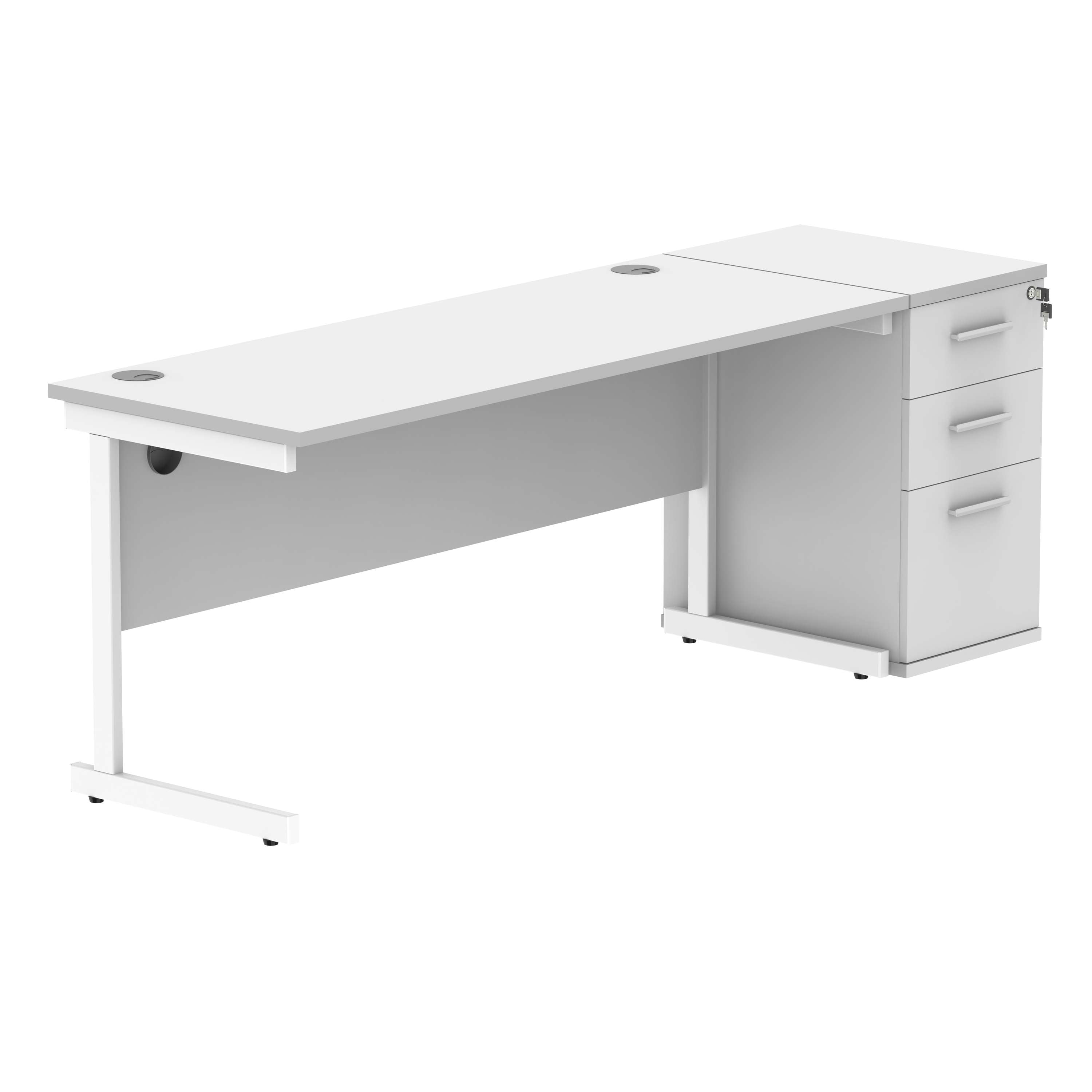 Single Upright Rectangular Desk + Desk High Pedestal (FSC)