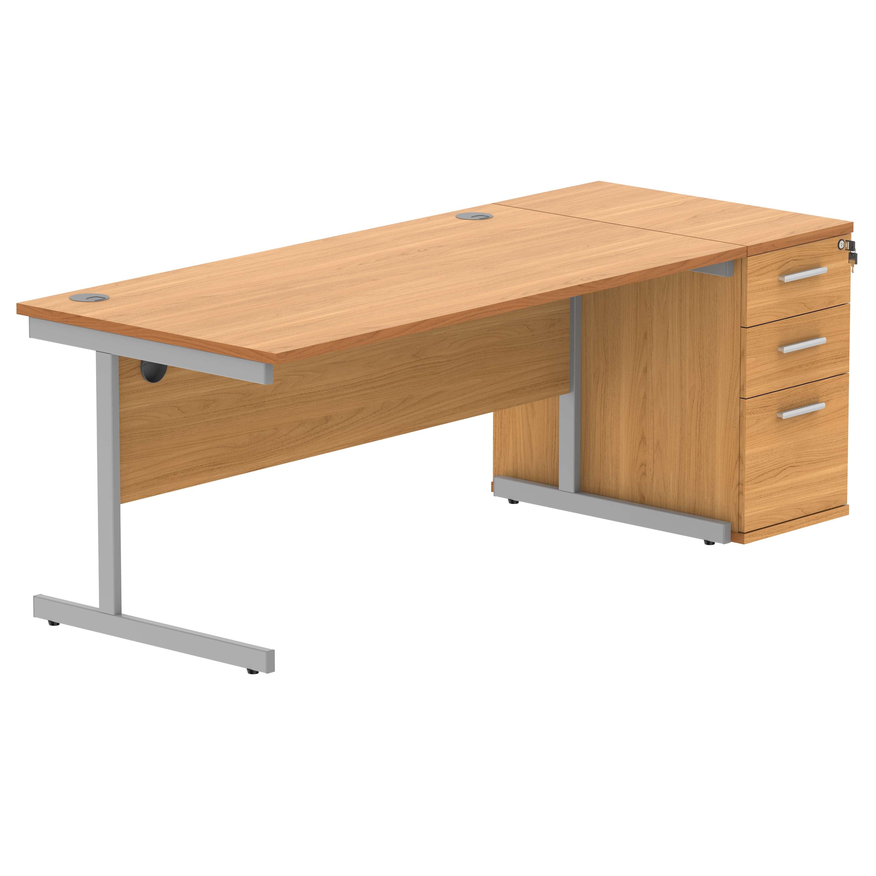 Single Upright Rectangular Desk + Desk High Pedestal (FSC)