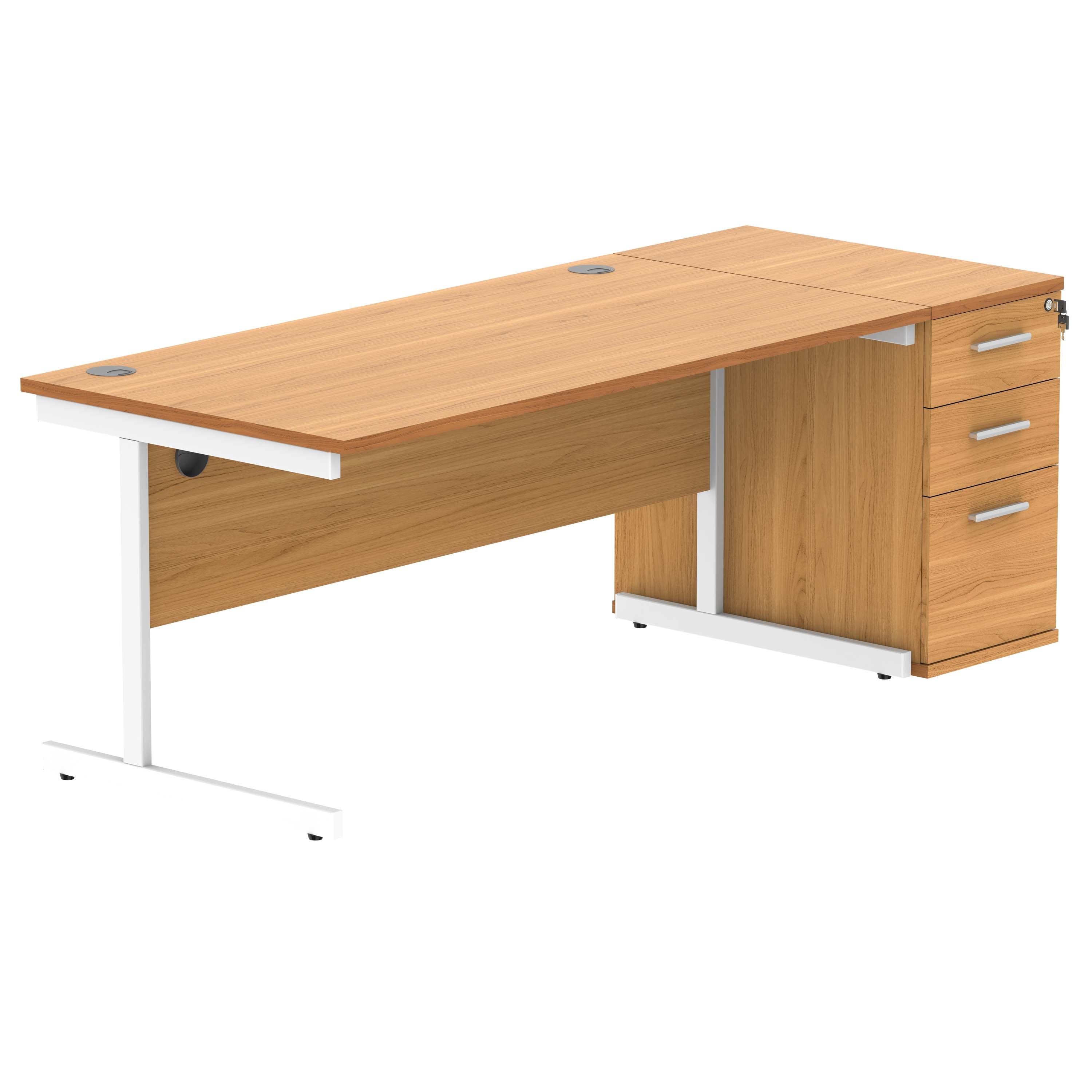 Single Upright Rectangular Desk + Desk High Pedestal (FSC)