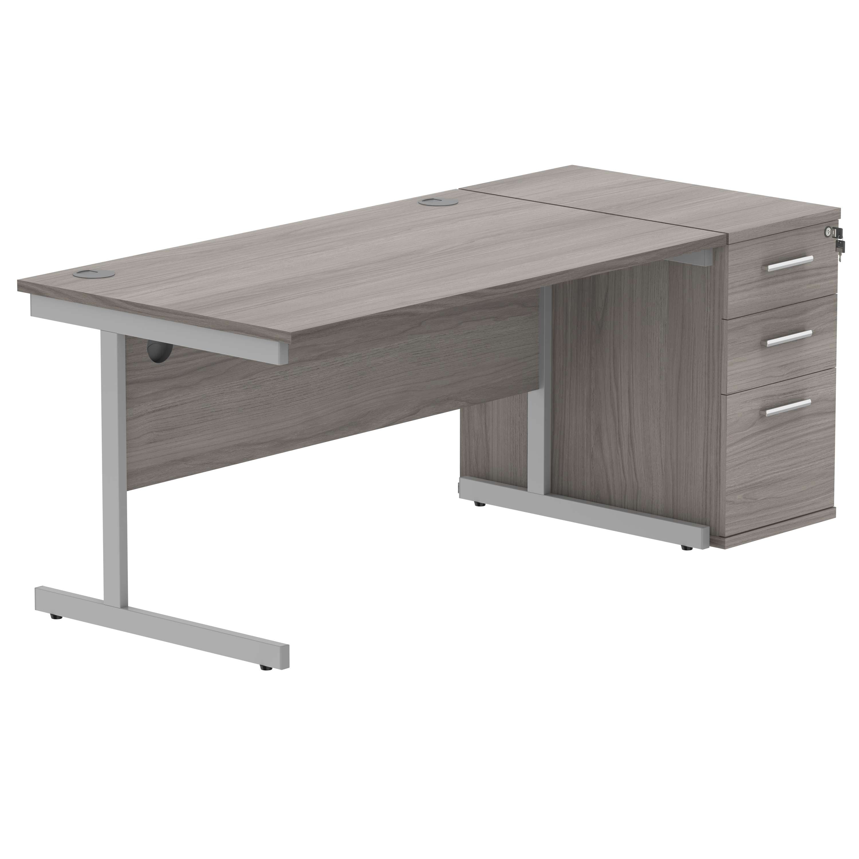 Single Upright Rectangular Desk + Desk High Pedestal (FSC)