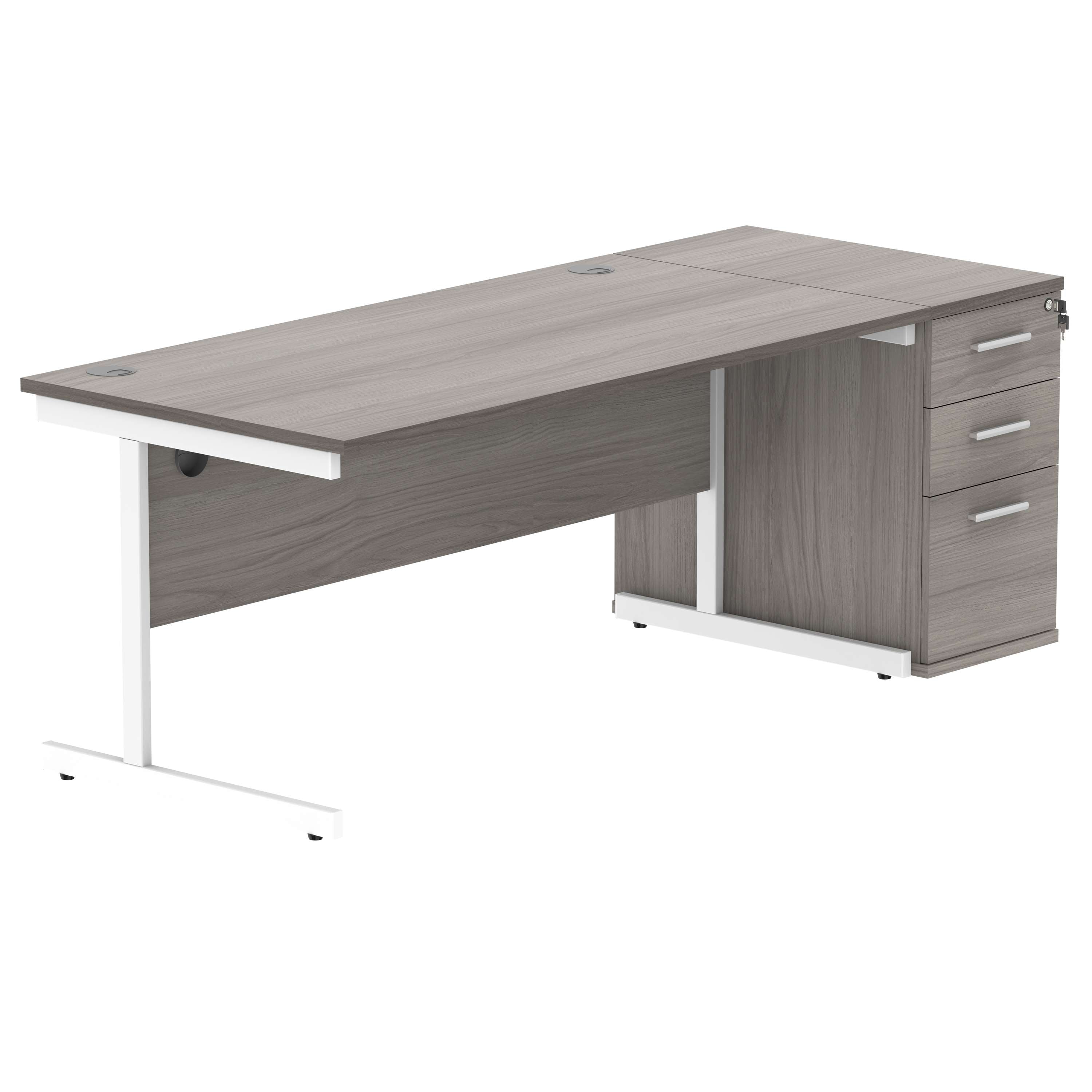 Single Upright Rectangular Desk + Desk High Pedestal (FSC)