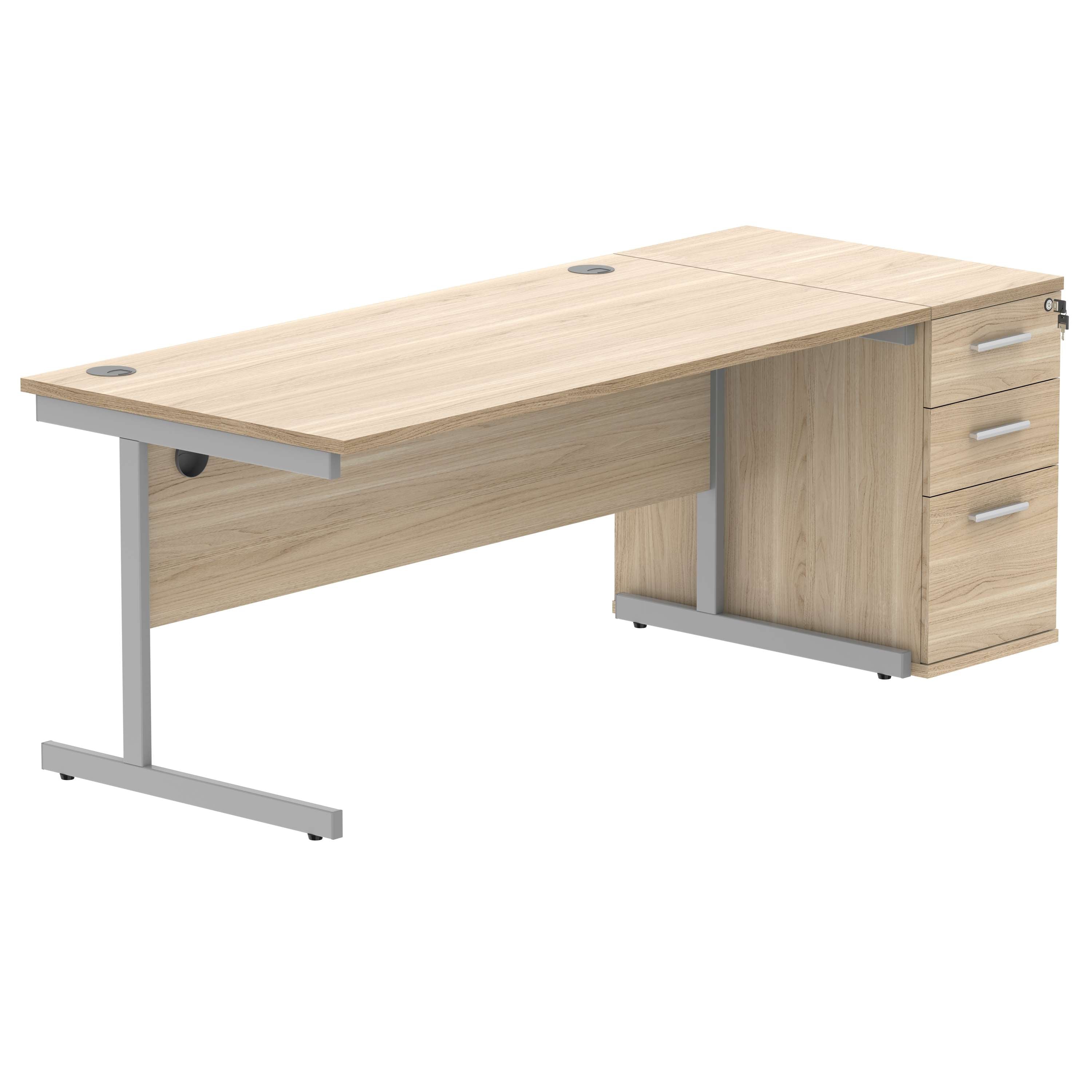 Single Upright Rectangular Desk + Desk High Pedestal (FSC)