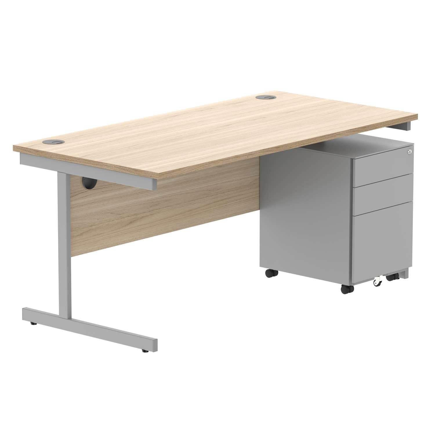 CORE Single Upright Rectangular Desk + Under Desk Steel Pedestal 3 Drawers (FSC)