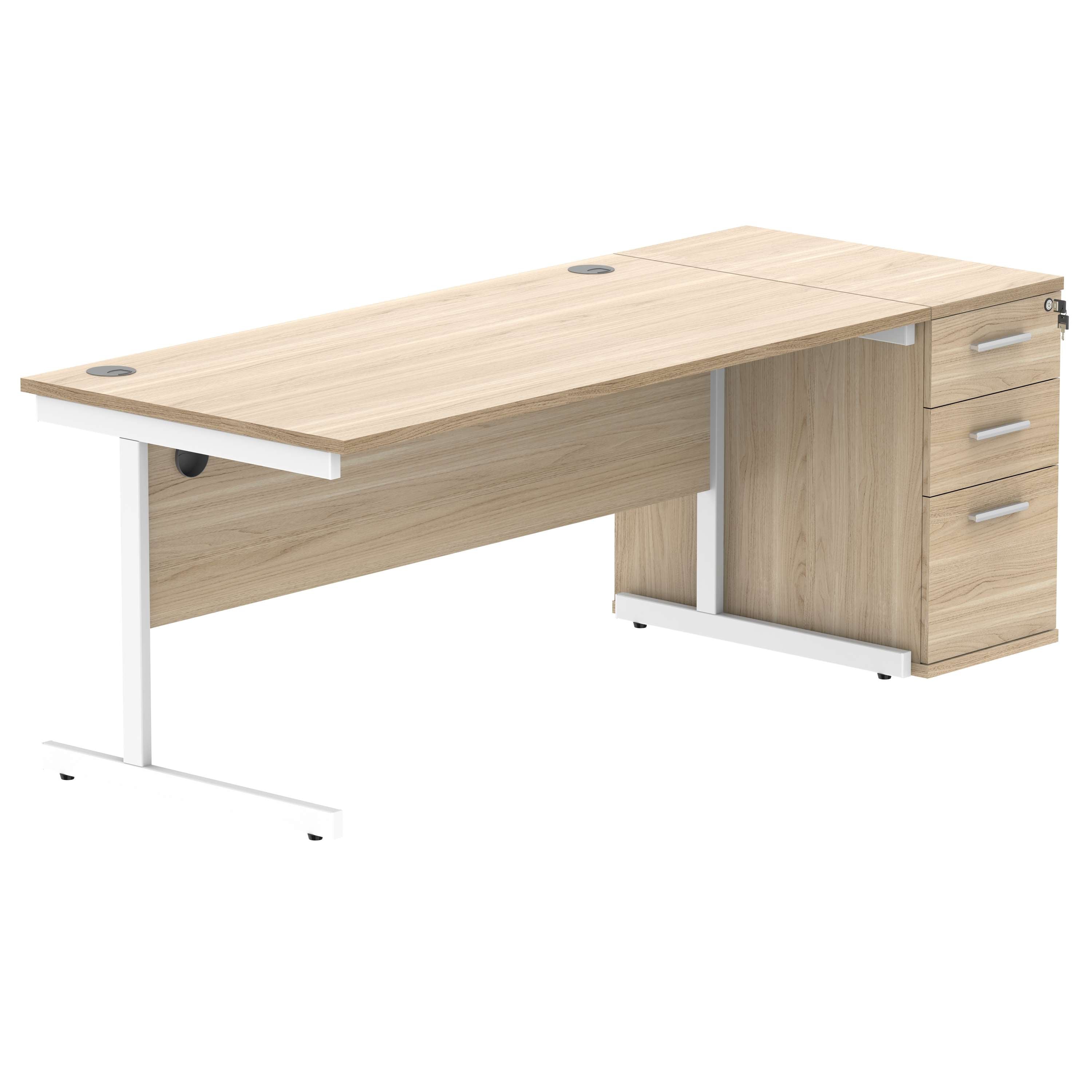 Single Upright Rectangular Desk + Desk High Pedestal (FSC)