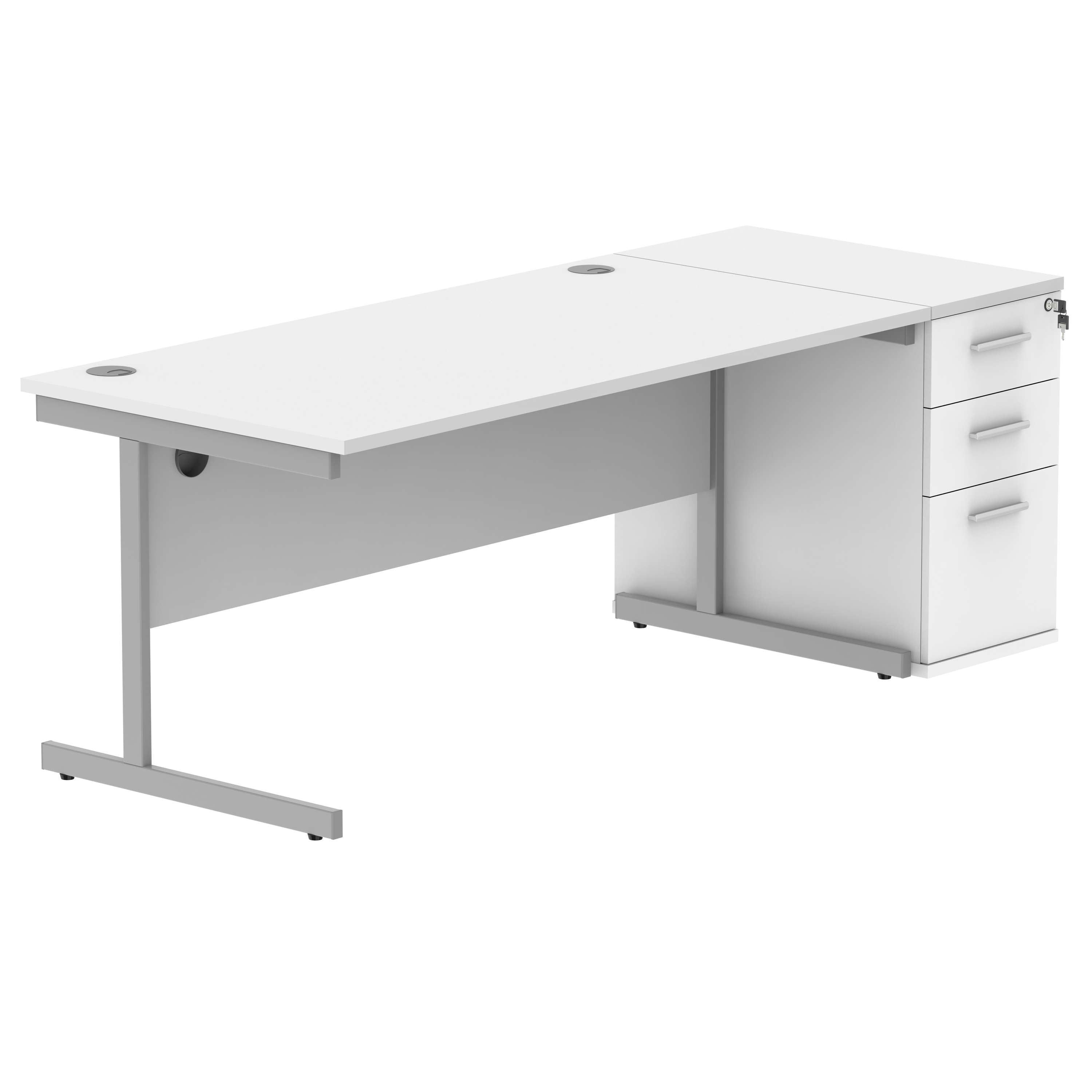 Single Upright Rectangular Desk + Desk High Pedestal (FSC)