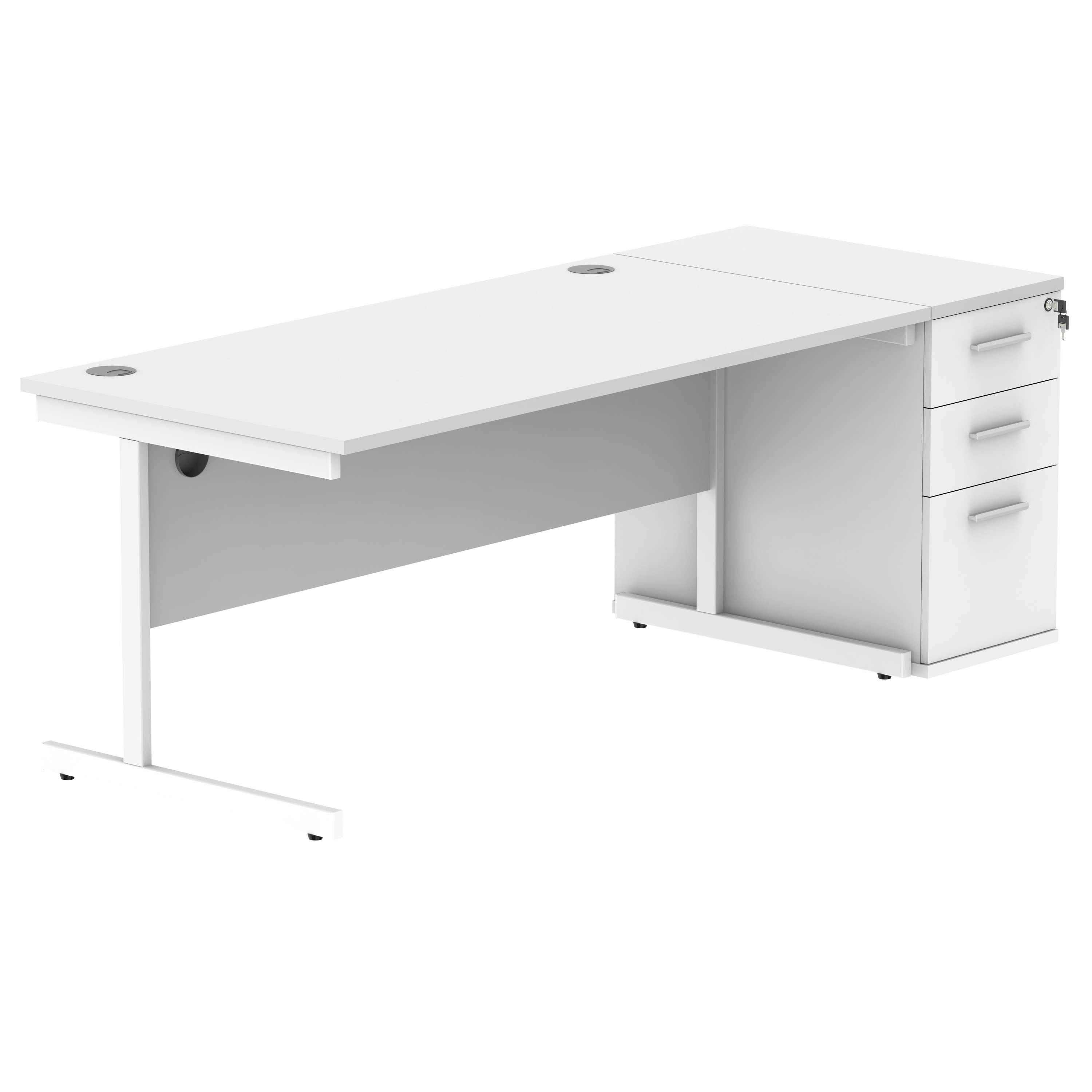 Single Upright Rectangular Desk + Desk High Pedestal (FSC)