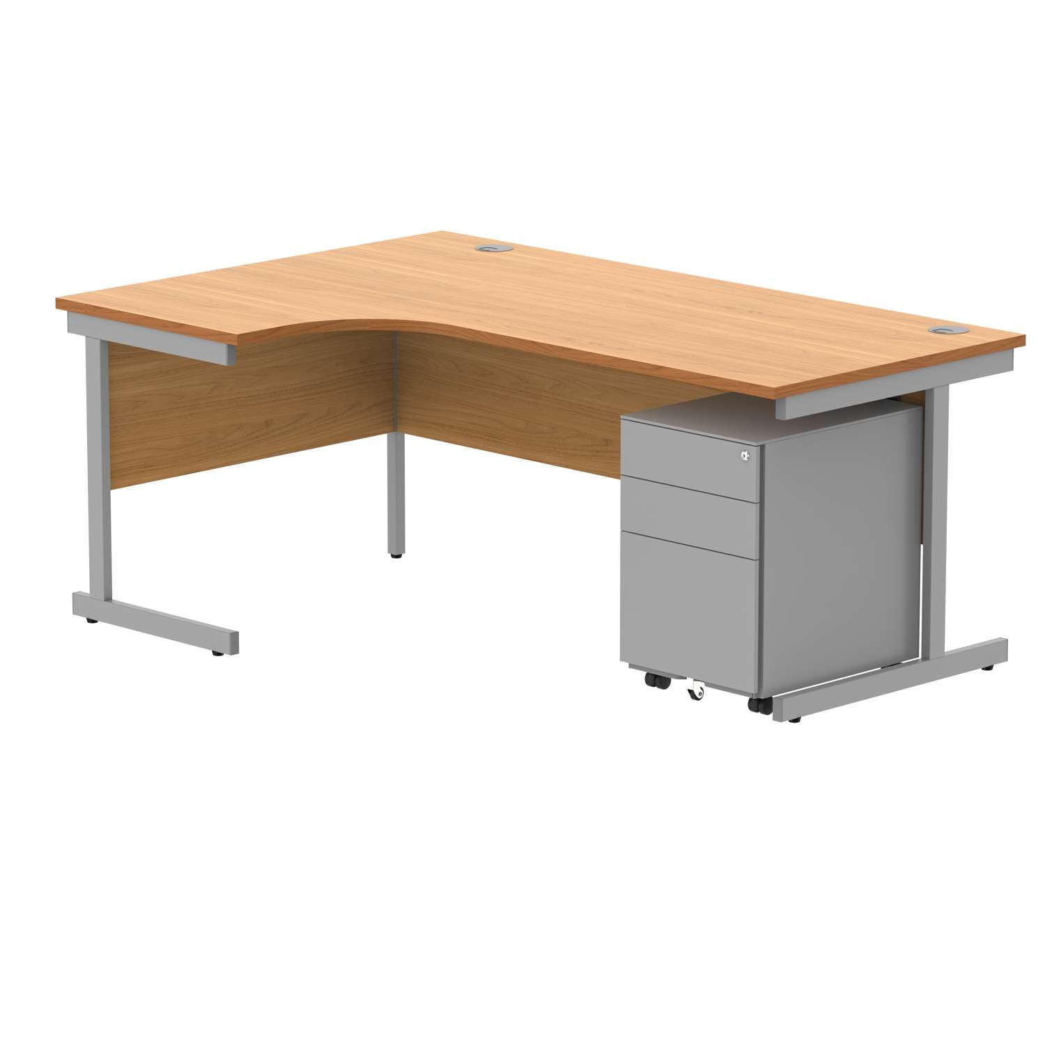 CORE Single Upright Left Hand Radial Desk + Under Desk Steel Pedestal 3 Drawers (FSC)