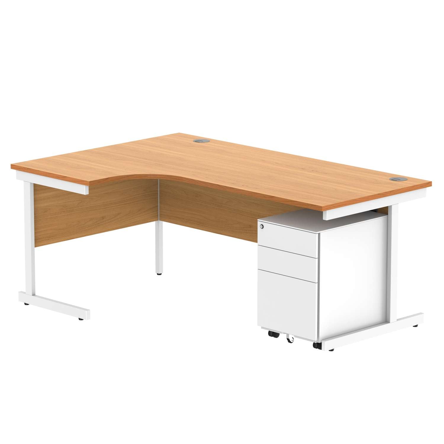 CORE Single Upright Left Hand Radial Desk + Under Desk Steel Pedestal 3 Drawers (FSC)