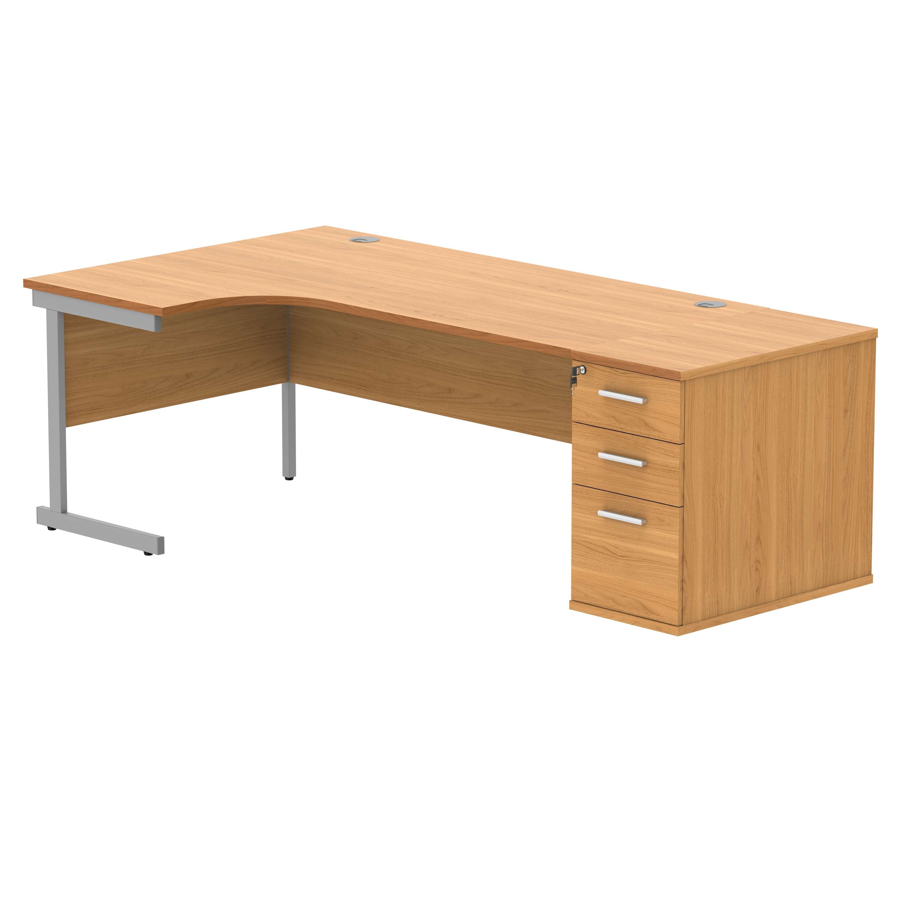 Single Upright Left Hand Radial Desk + Desk High Pedestal (FSC)