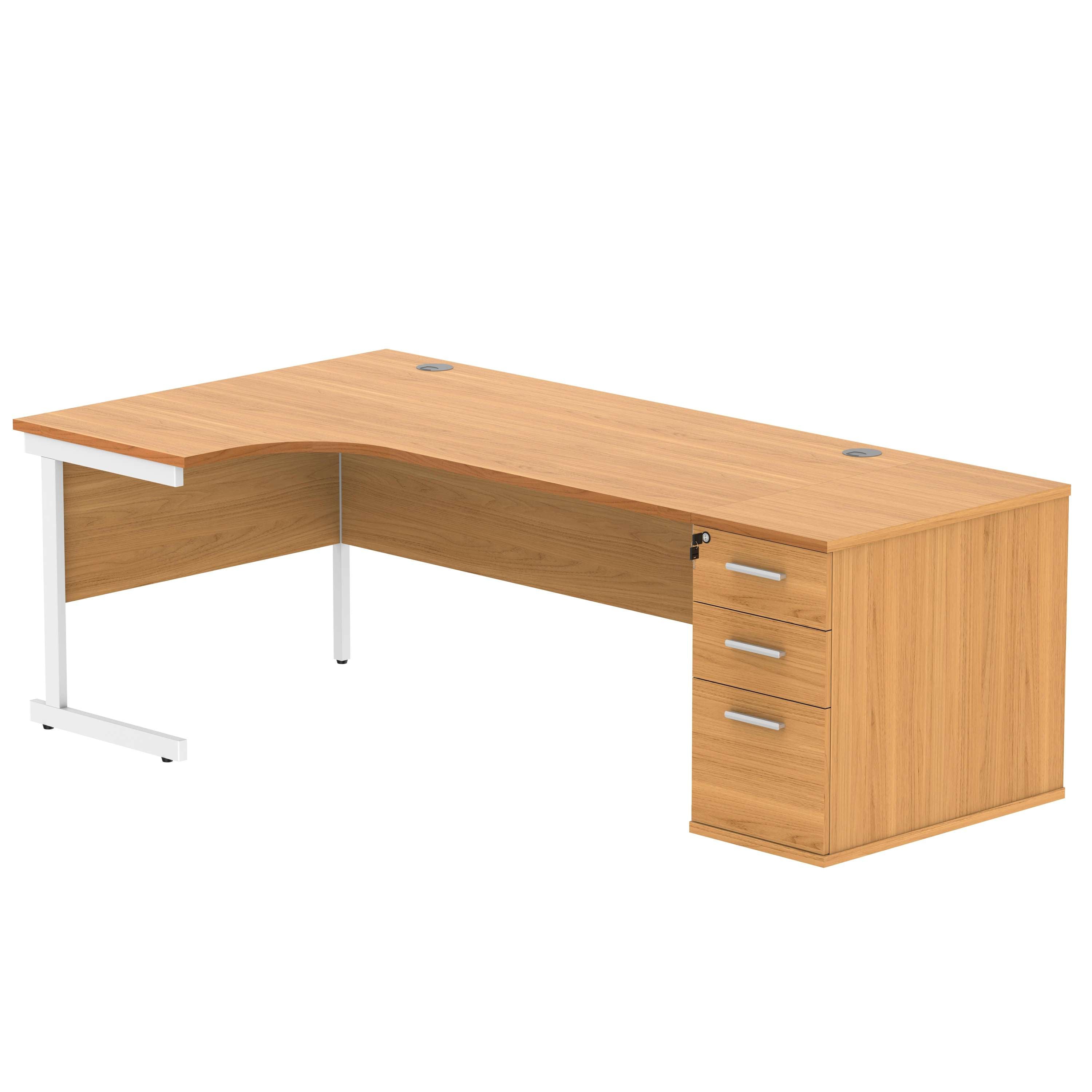 Single Upright Left Hand Radial Desk + Desk High Pedestal (FSC)