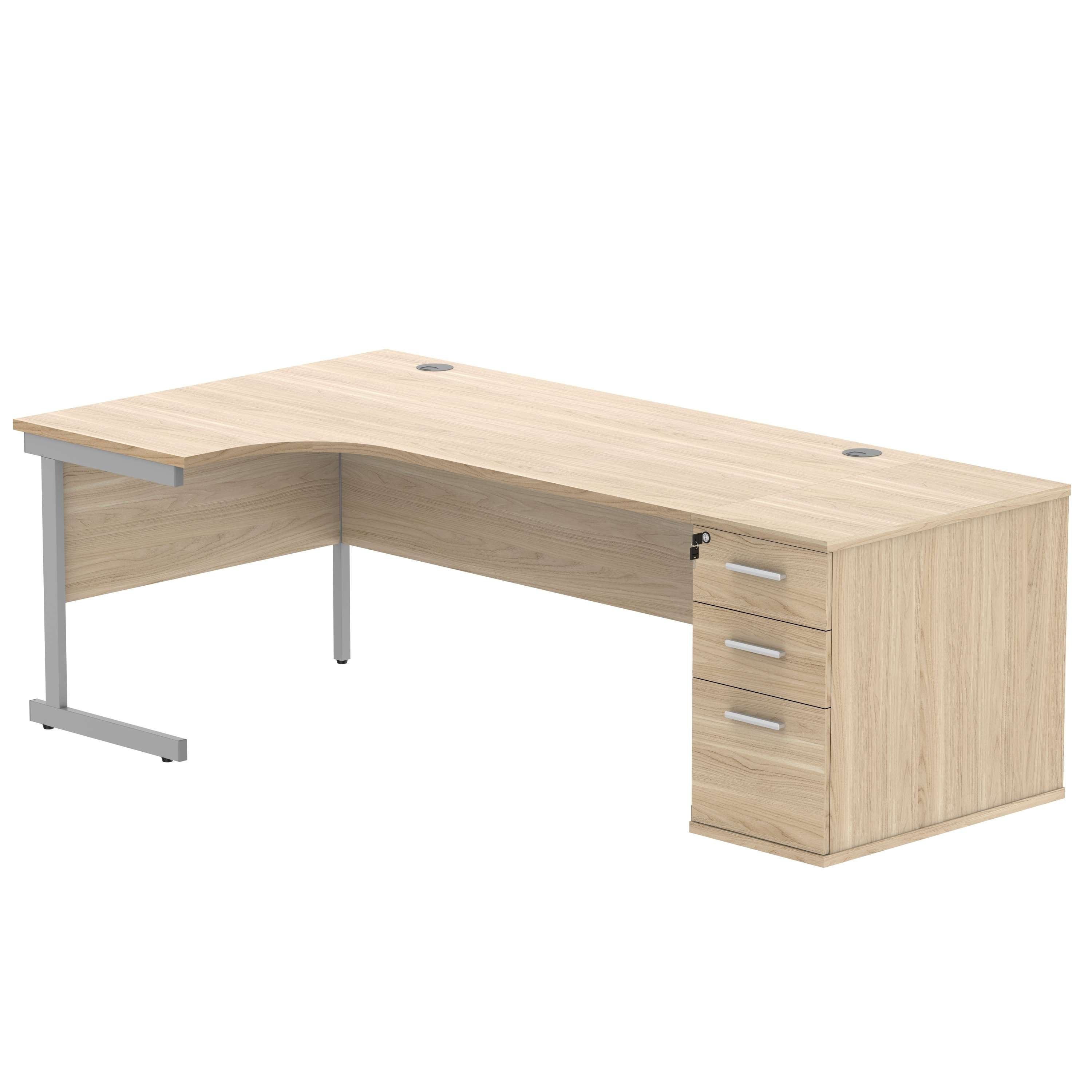 Single Upright Left Hand Radial Desk + Desk High Pedestal (FSC)