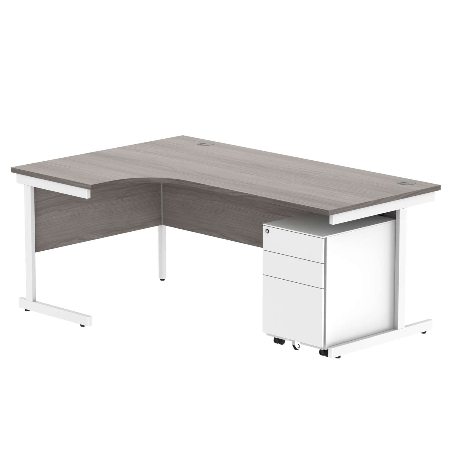 CORE Single Upright Left Hand Radial Desk + Under Desk Steel Pedestal 3 Drawers (FSC)