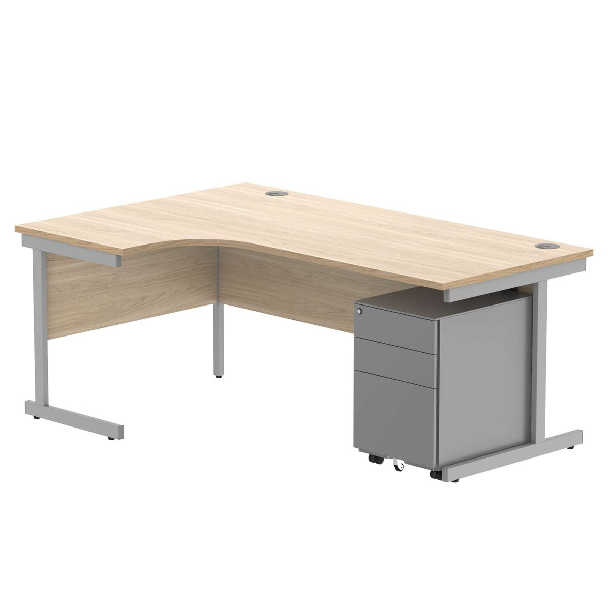 CORE Single Upright Left Hand Radial Desk + Under Desk Steel Pedestal 3 ...