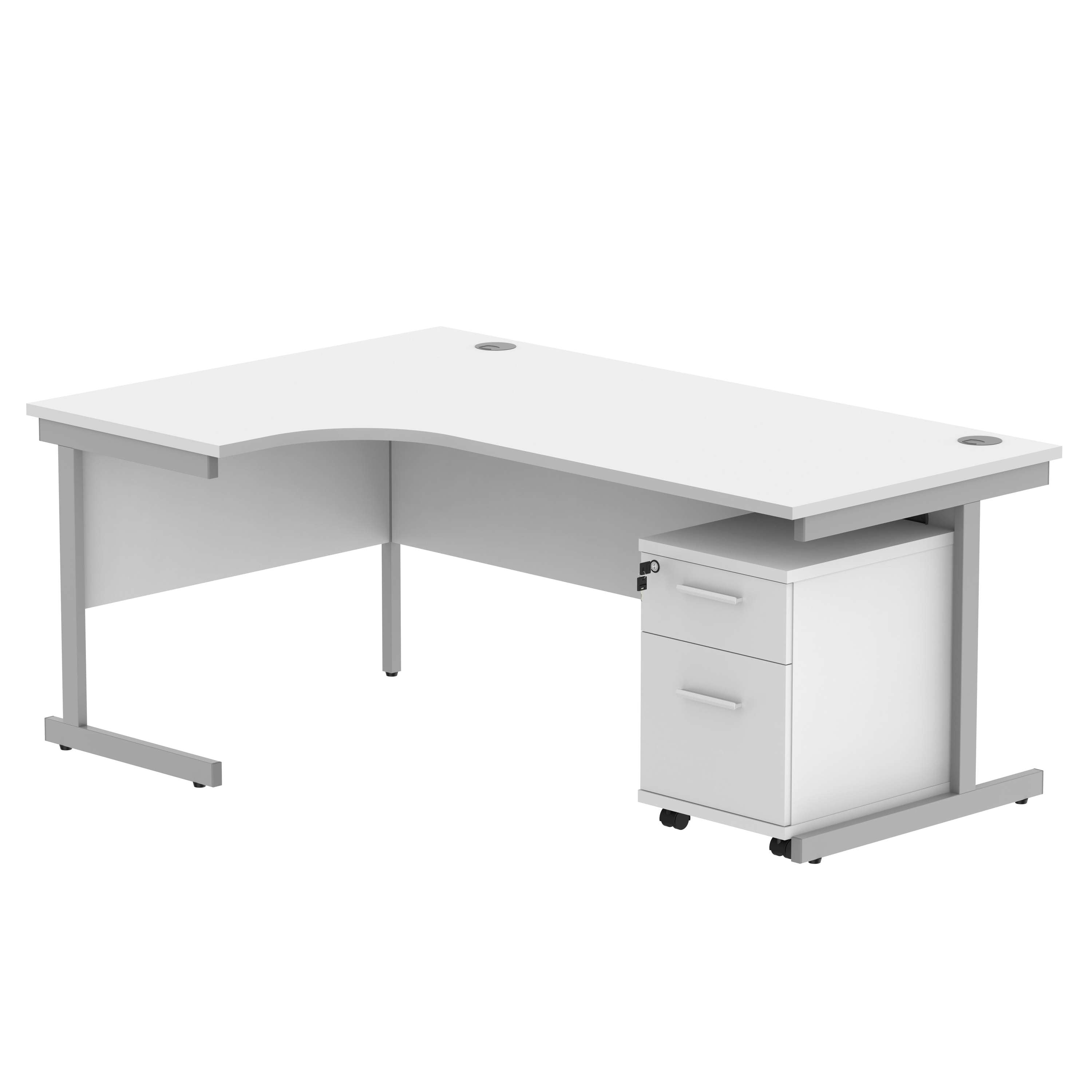 Single Upright Left Hand Radial Desk + 2 Drawer Mobile Under Desk Pedestal (FSC)