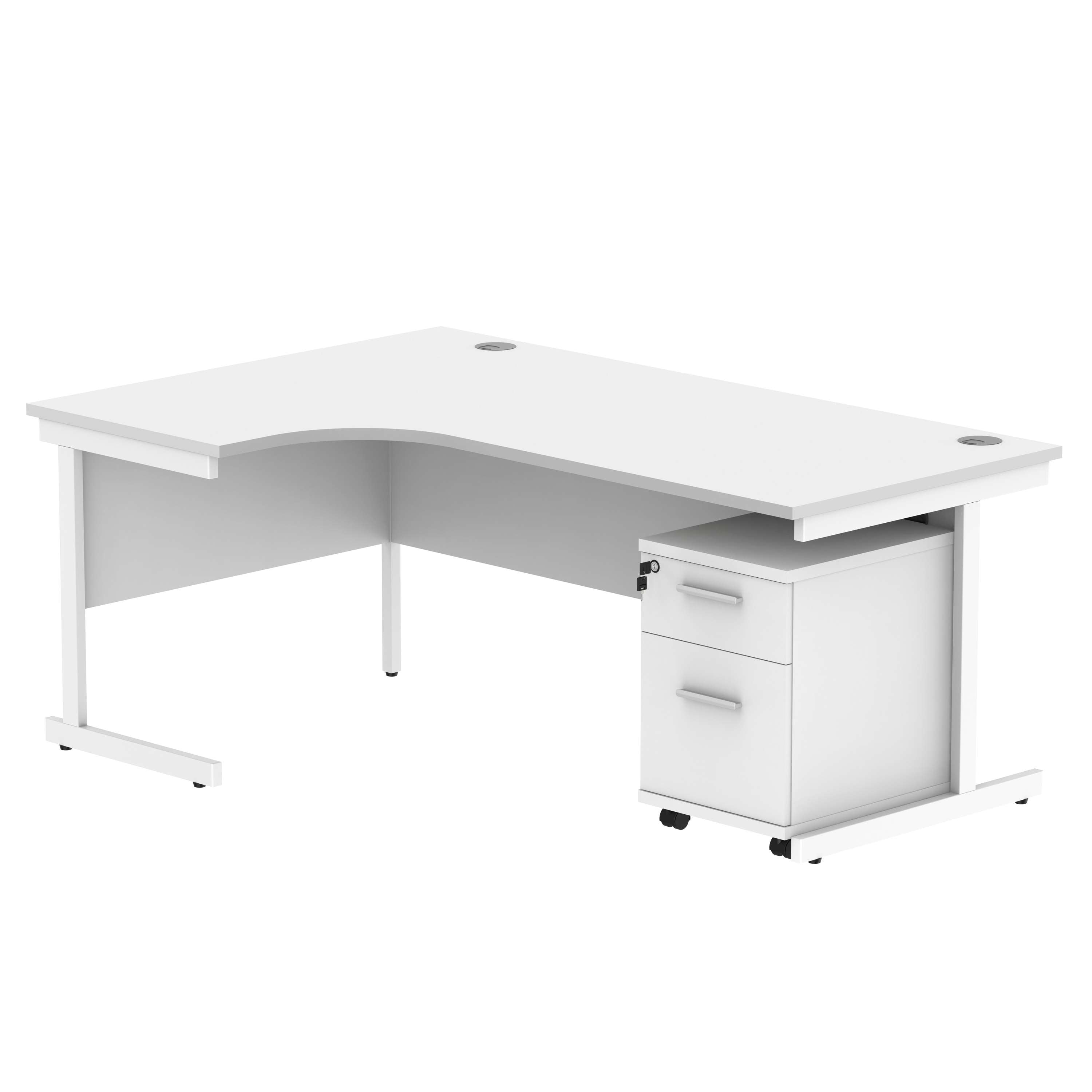 Single Upright Left Hand Radial Desk + 2 Drawer Mobile Under Desk Pedestal (FSC)