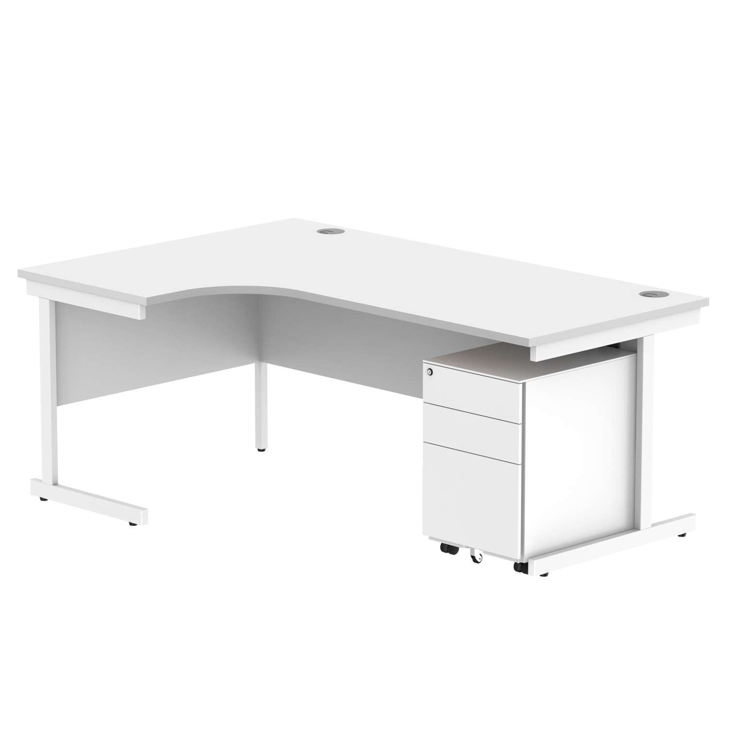 CORE Single Upright Left Hand Radial Desk + Under Desk Steel Pedestal 3 Drawers (FSC)