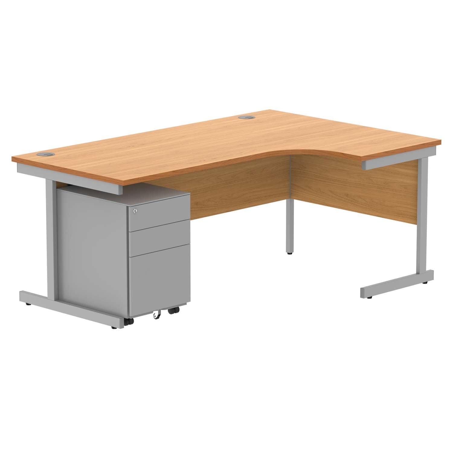 CORE Single Upright Right Hand Radial Desk + Under Desk Steel Pedestal 3 Drawers (FSC)