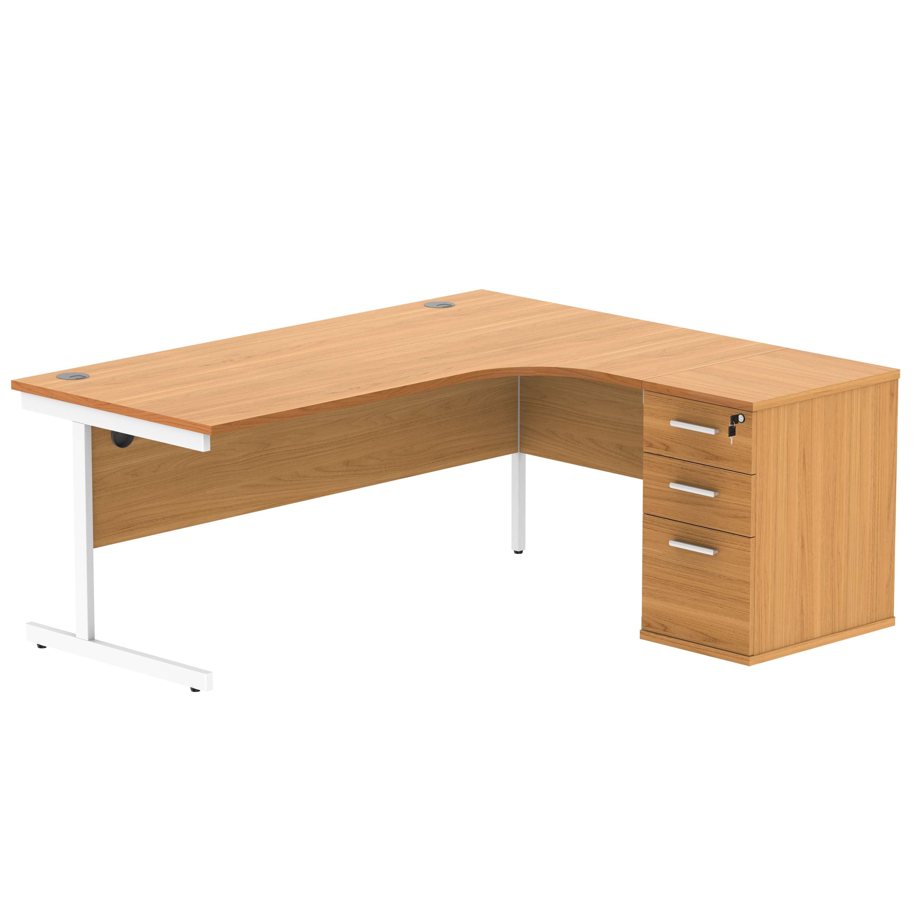 Single Upright Right Hand Radial Desk + Desk High Pedestal (FSC)