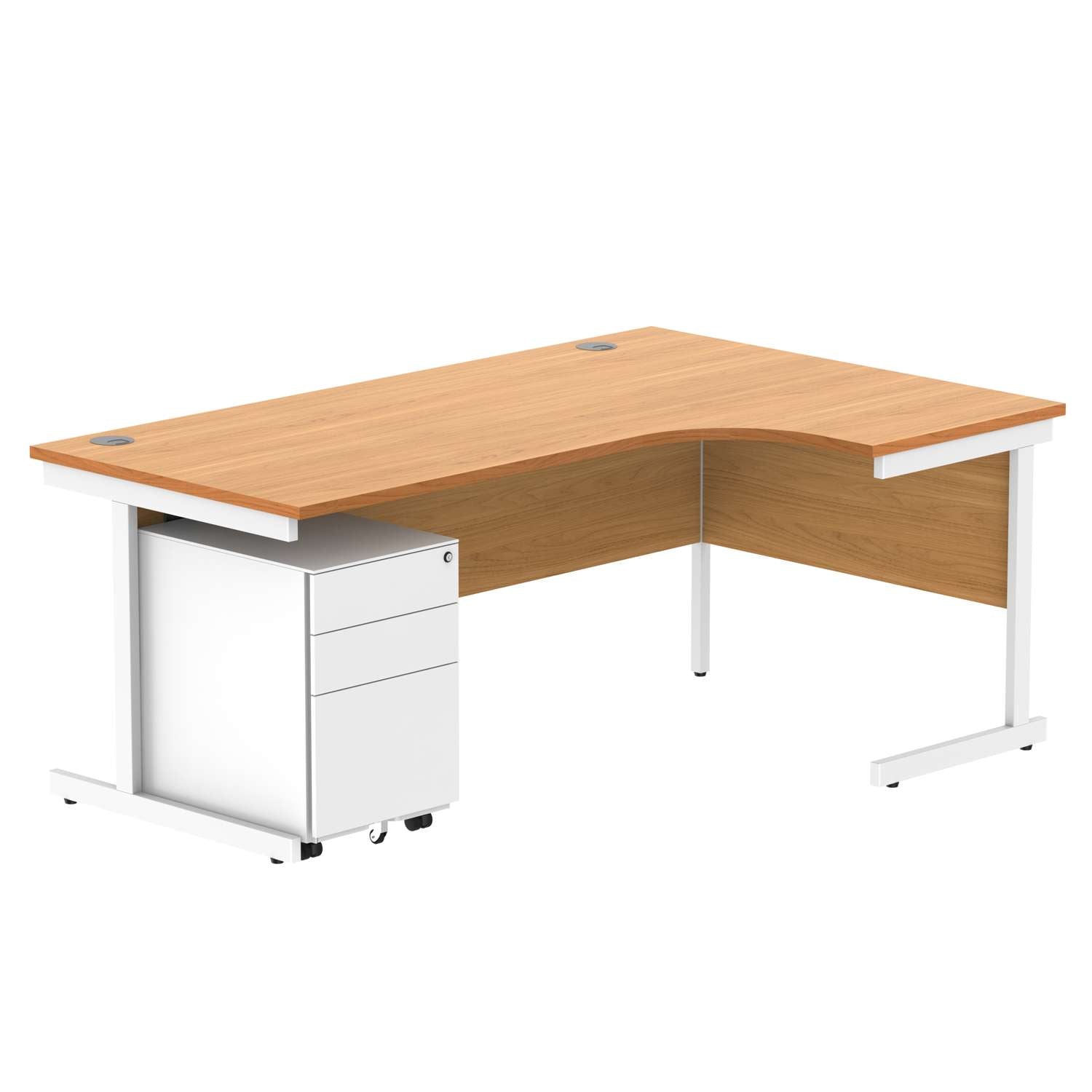 CORE Single Upright Right Hand Radial Desk + Under Desk Steel Pedestal 3 Drawers (FSC)