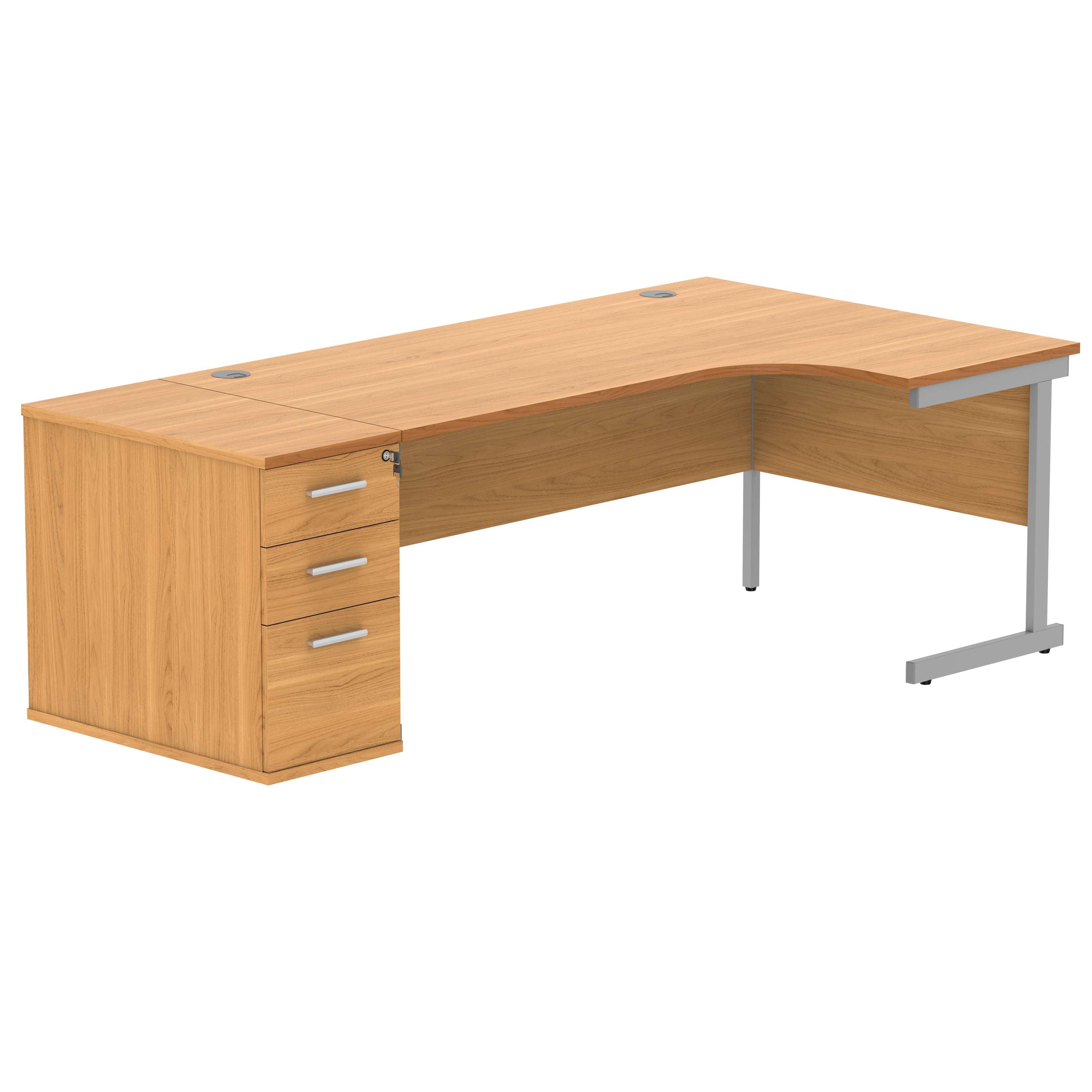 Single Upright Right Hand Radial Desk + Desk High Pedestal (FSC)