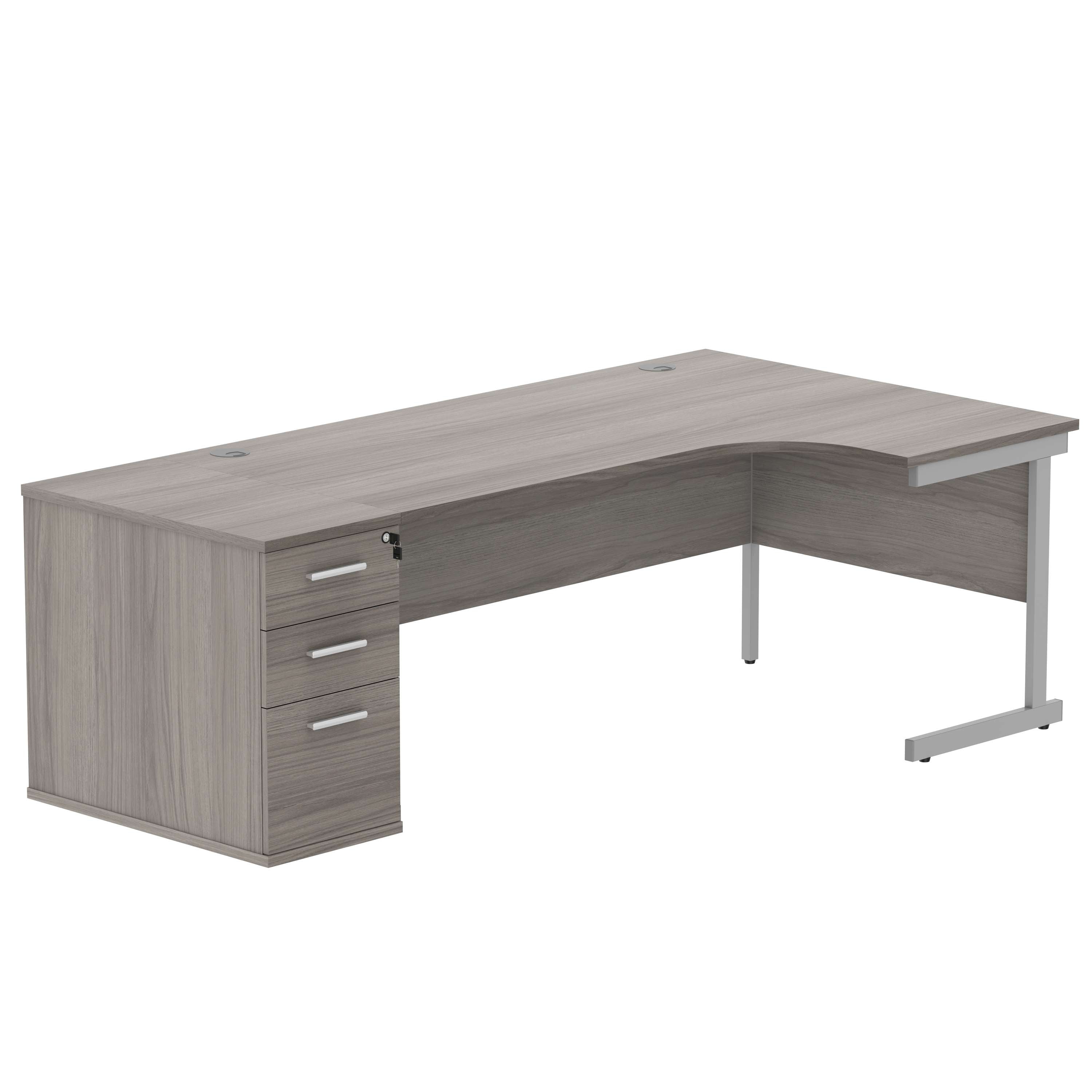 Single Upright Right Hand Radial Desk + Desk High Pedestal (FSC)