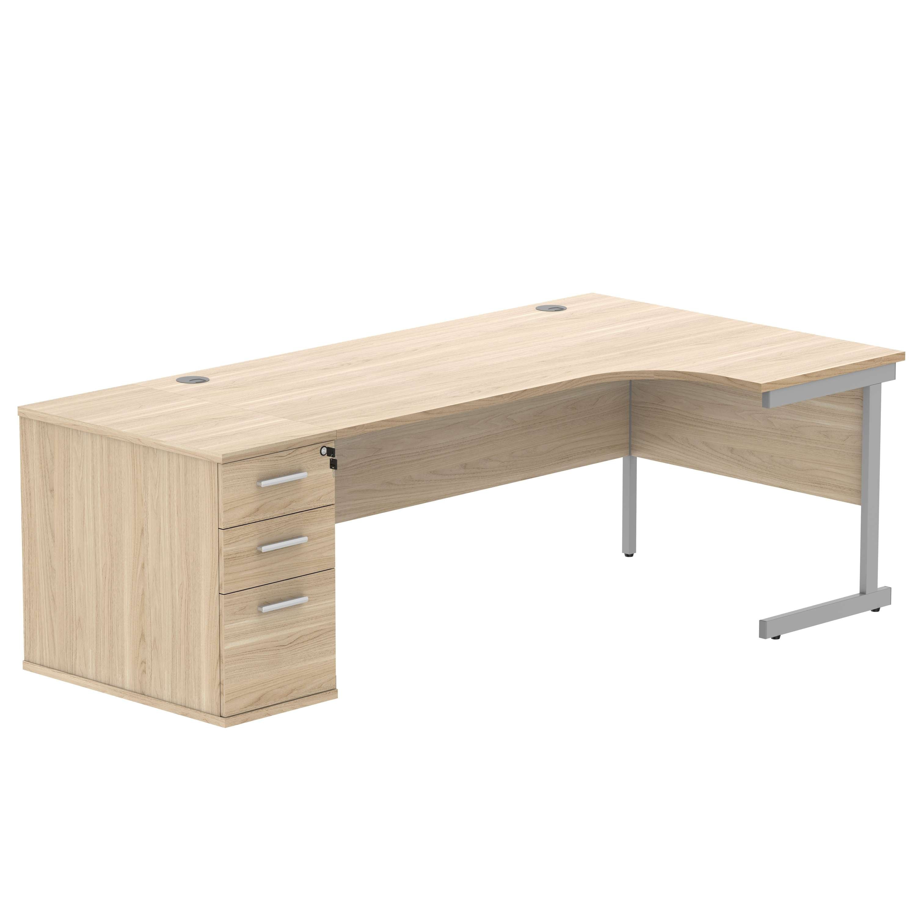 Single Upright Right Hand Radial Desk + Desk High Pedestal (FSC)