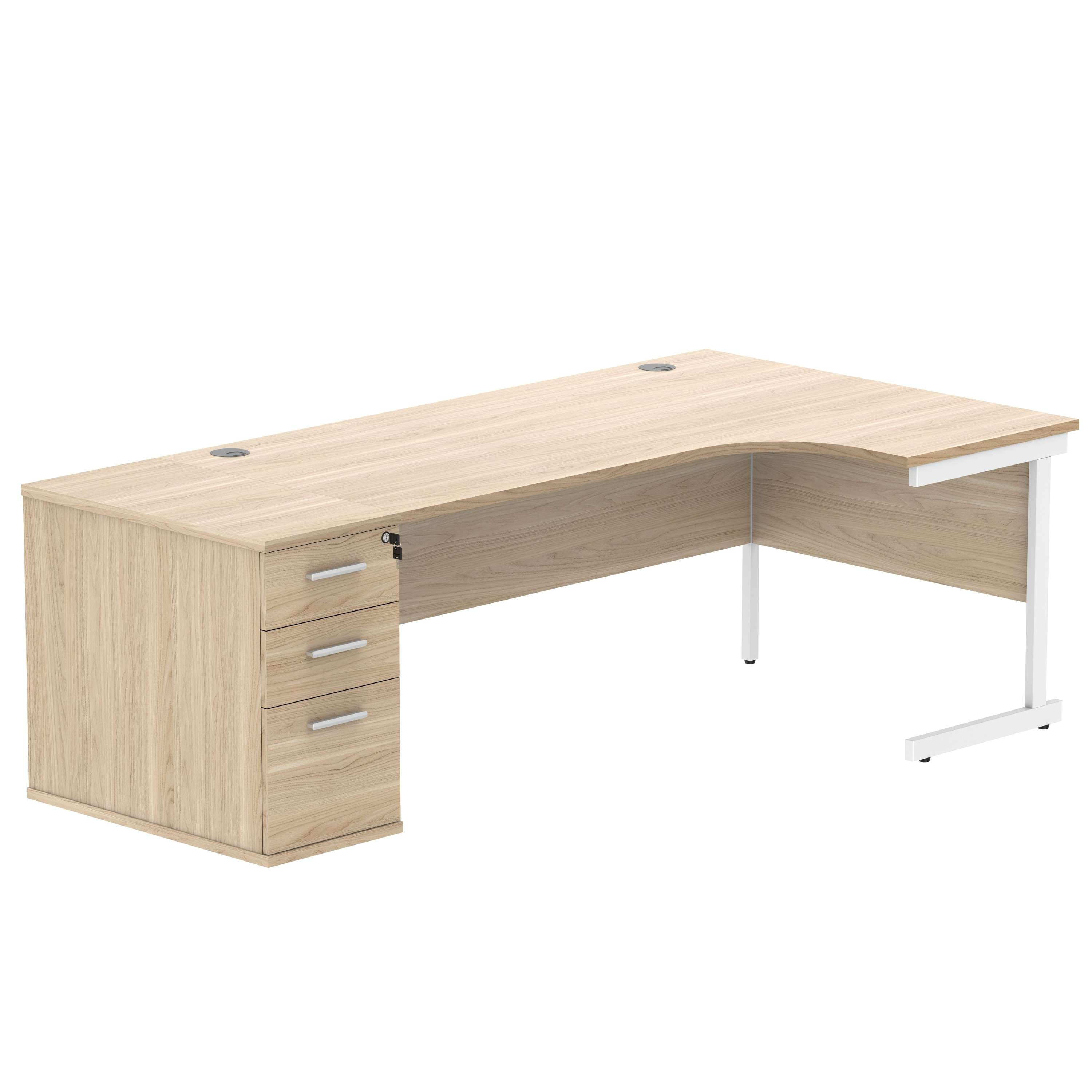 Single Upright Right Hand Radial Desk + Desk High Pedestal (FSC)