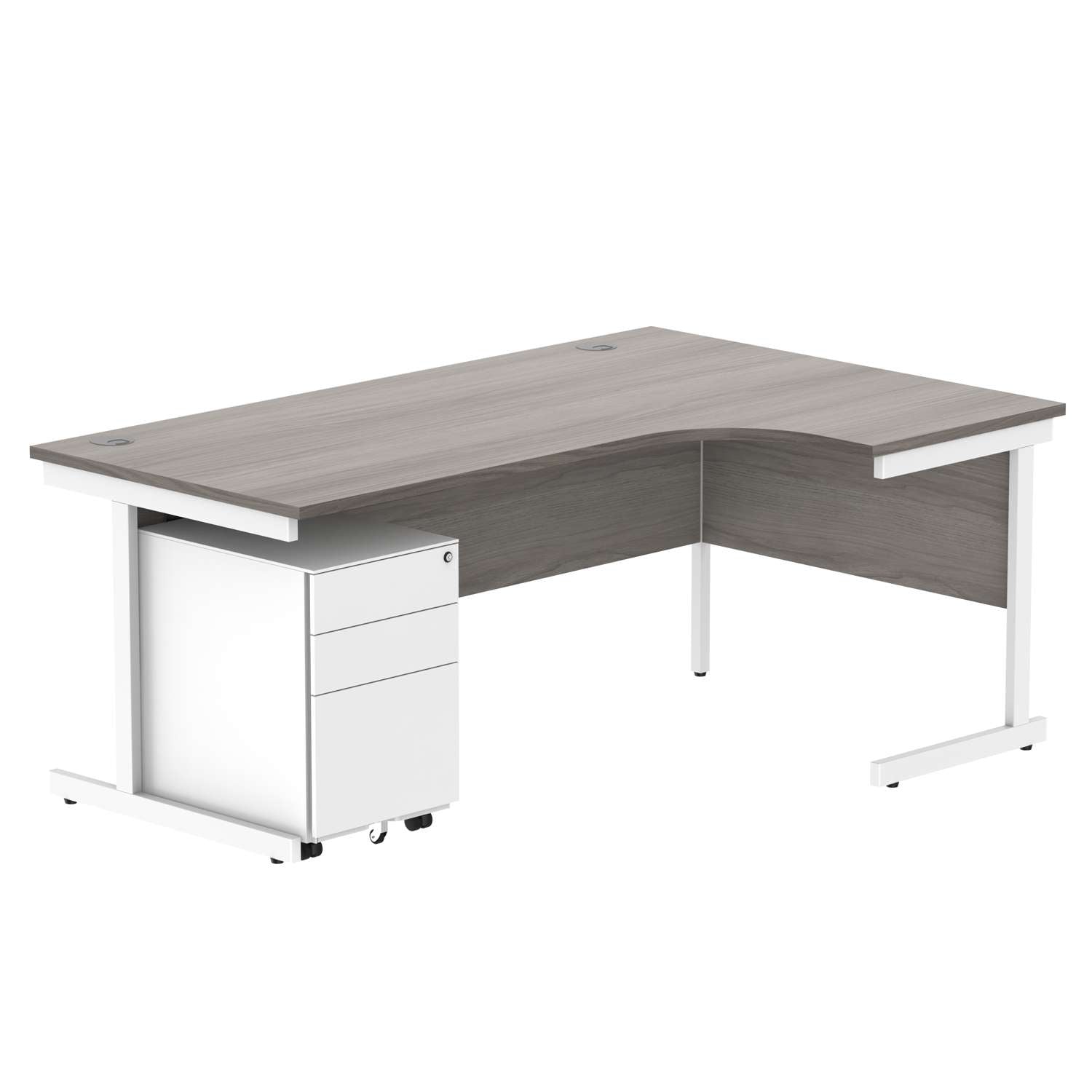 CORE Single Upright Right Hand Radial Desk + Under Desk Steel Pedestal 3 Drawers (FSC)