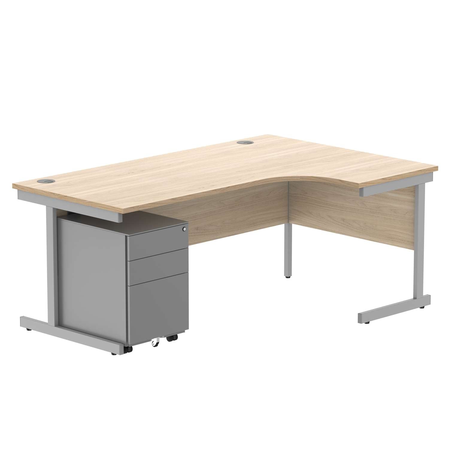 CORE Single Upright Right Hand Radial Desk + Under Desk Steel Pedestal 3 Drawers (FSC)