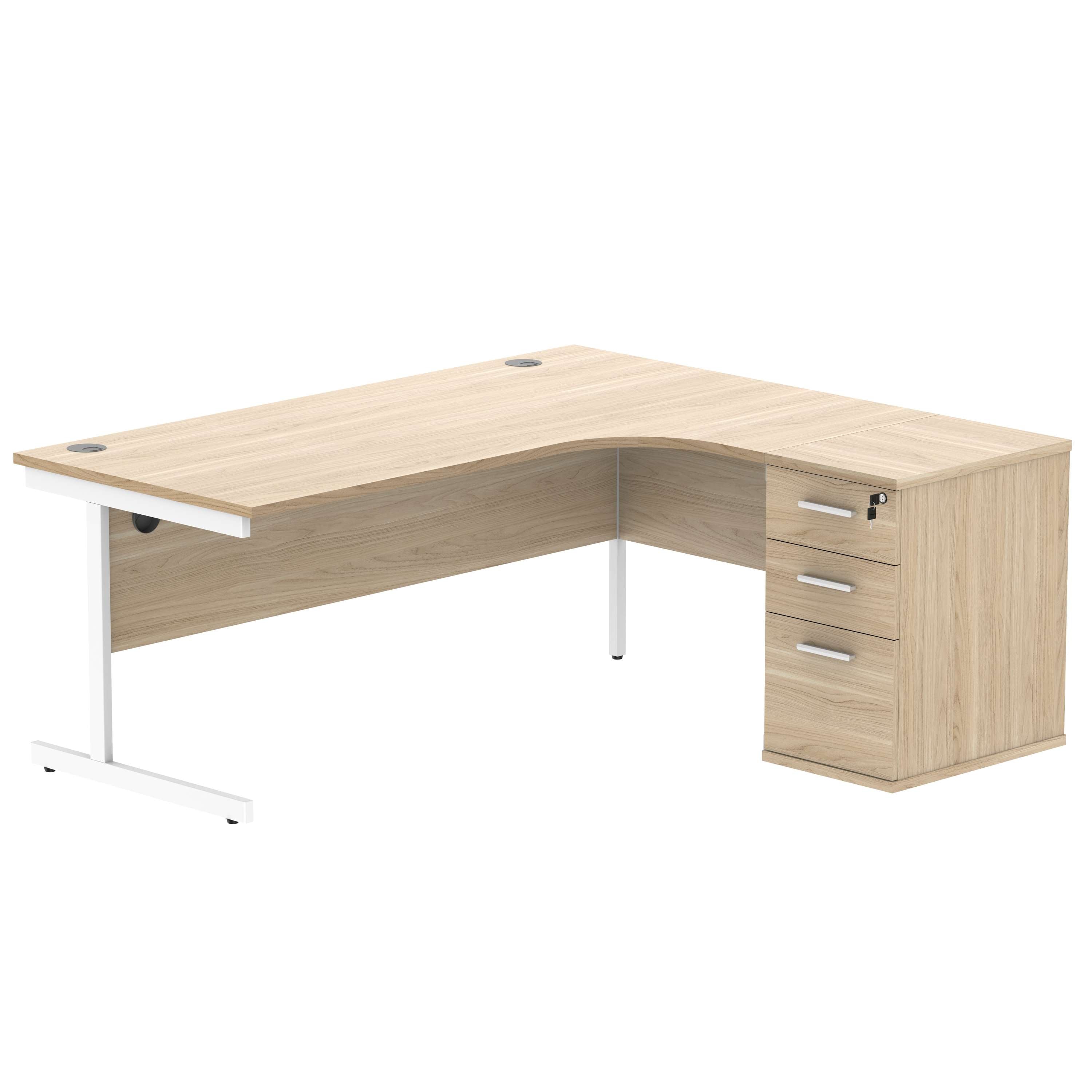 Single Upright Right Hand Radial Desk + Desk High Pedestal (FSC)