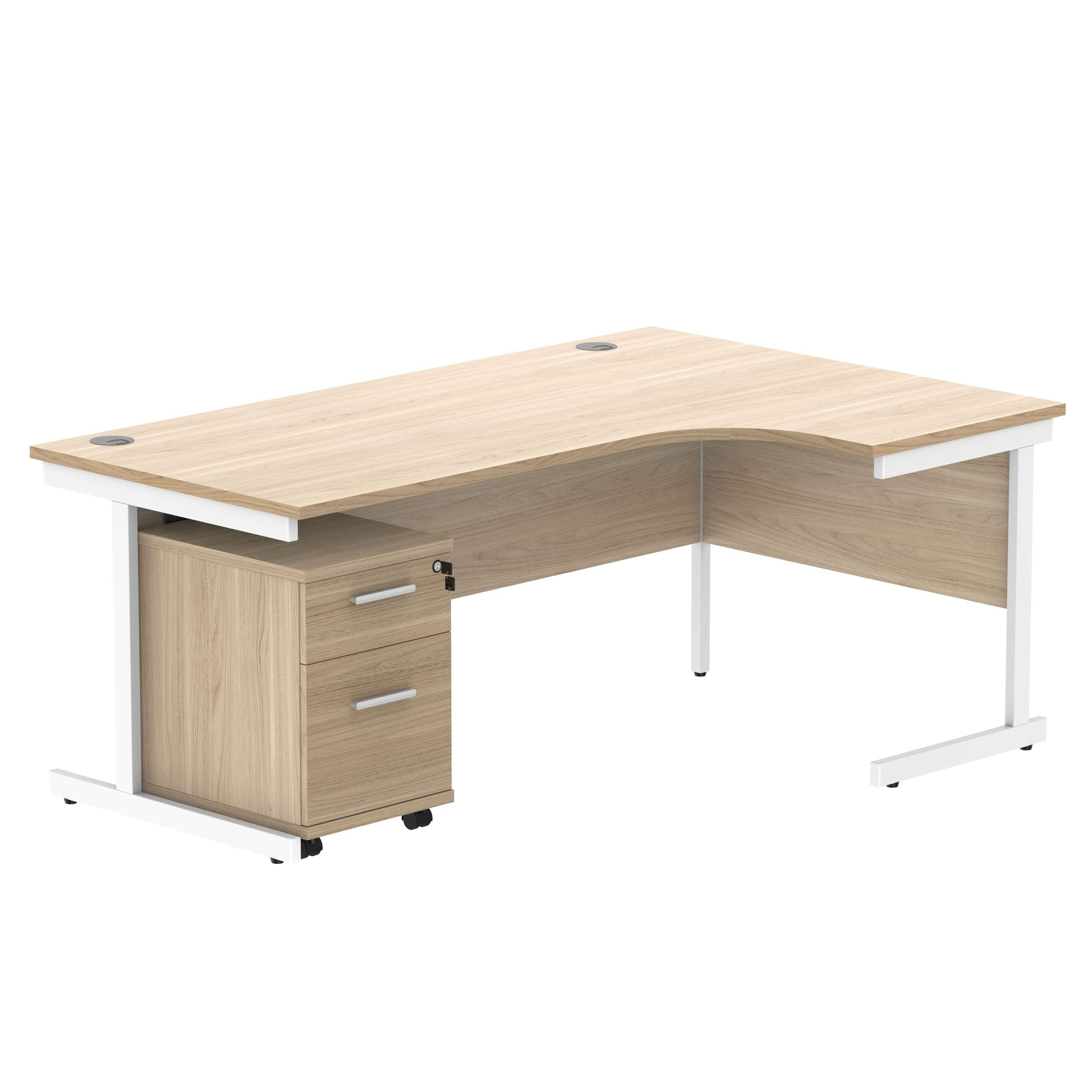 Single Upright Right Hand Radial Desk + 2 Drawer Mobile Under Desk Pedestal (FSC)