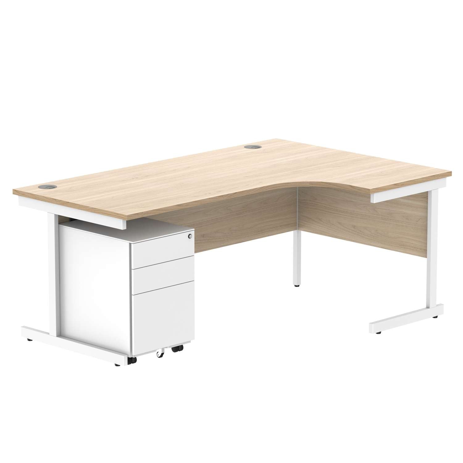 CORE Single Upright Right Hand Radial Desk + Under Desk Steel Pedestal 3 Drawers (FSC)