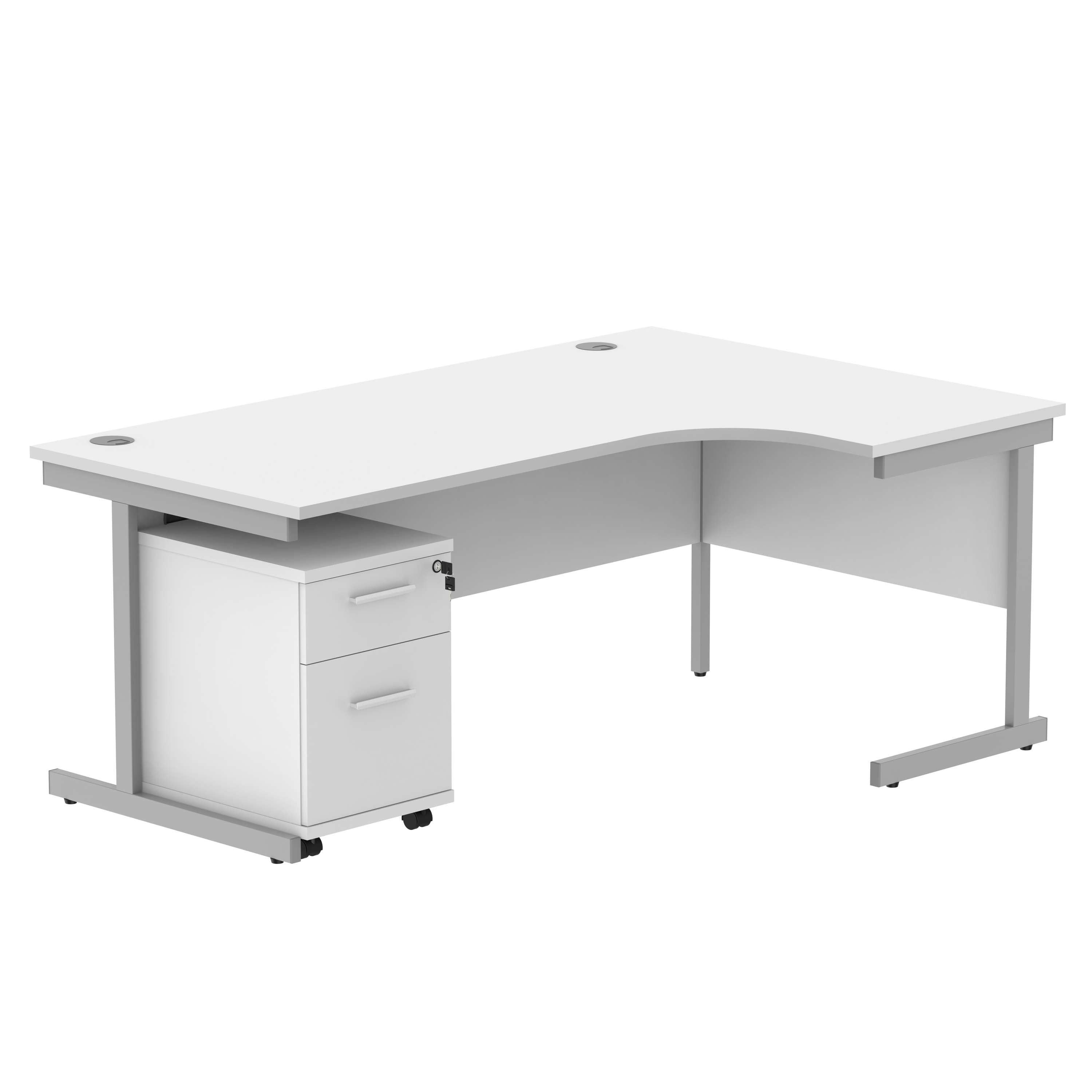 Single Upright Right Hand Radial Desk + 2 Drawer Mobile Under Desk Pedestal (FSC)