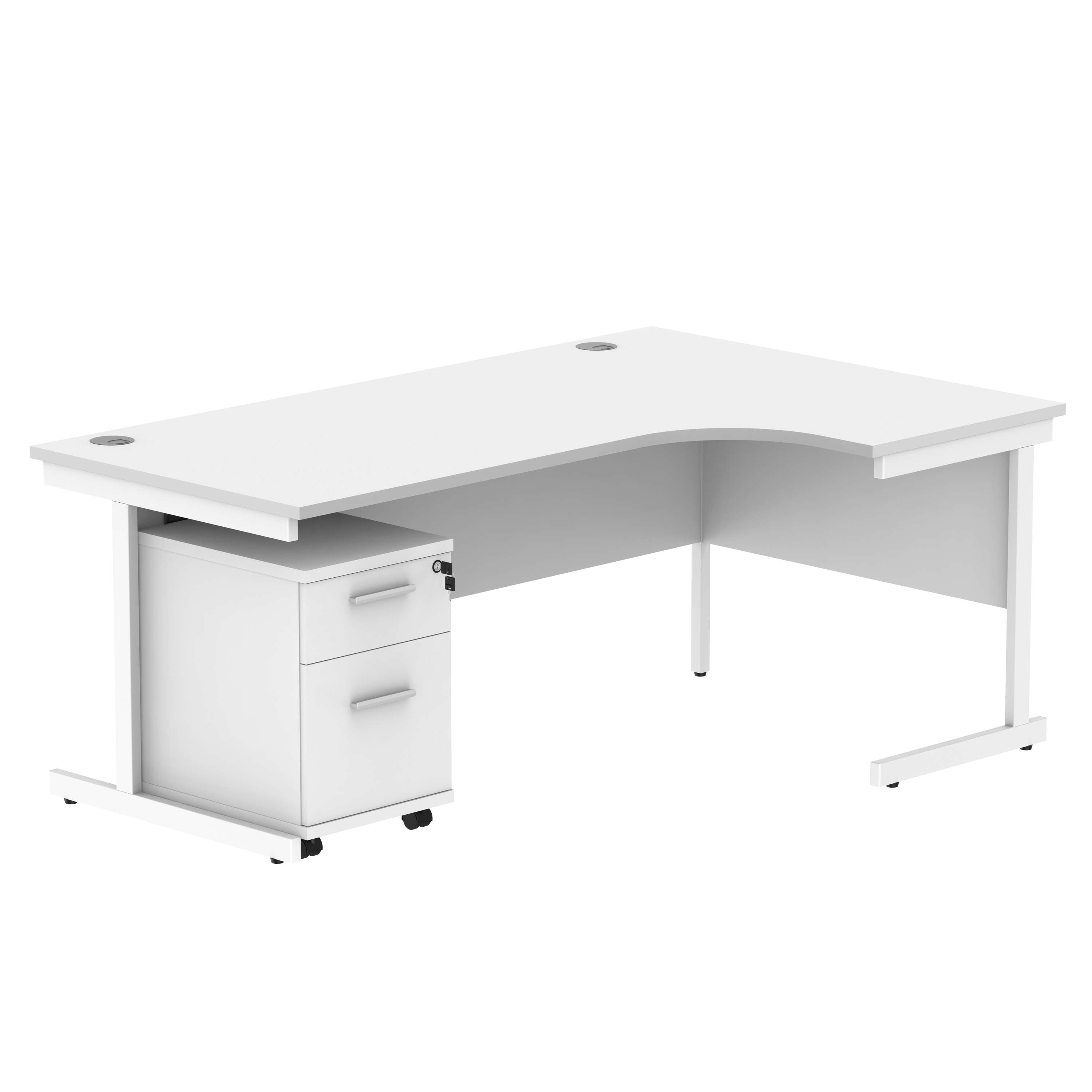 Single Upright Right Hand Radial Desk + 2 Drawer Mobile Under Desk Pedestal (FSC)