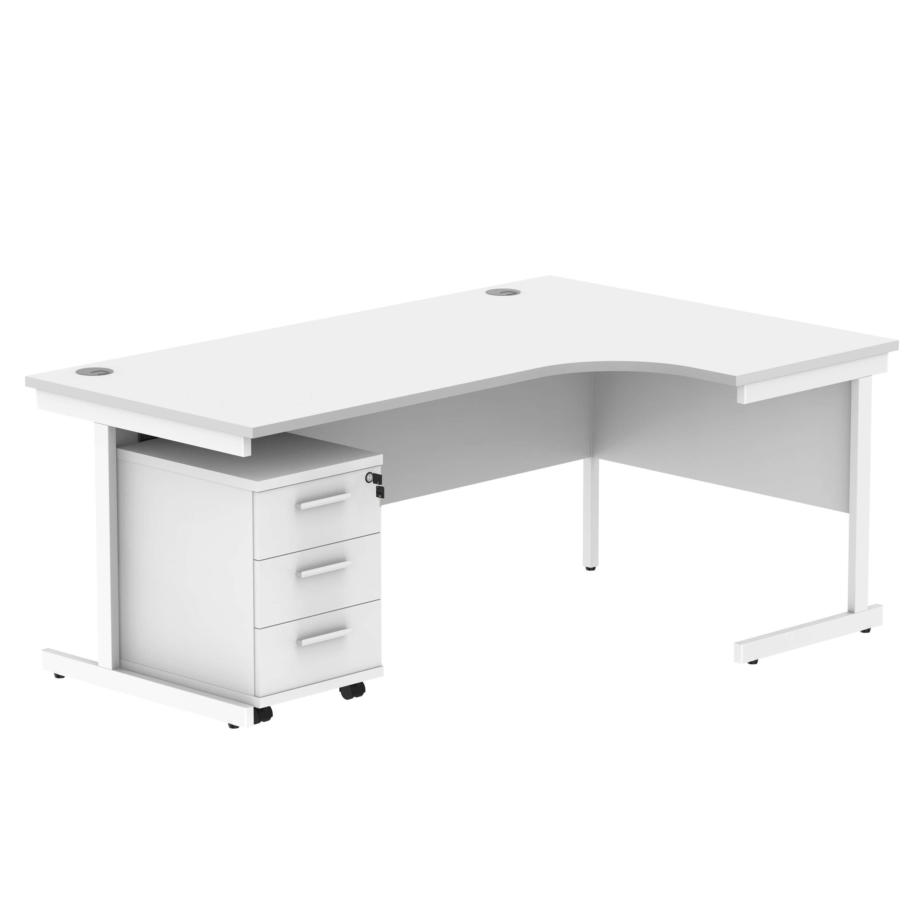 Single Upright Right Hand Radial Desk + 3 Drawer Mobile Under Desk Pedestal (FSC)